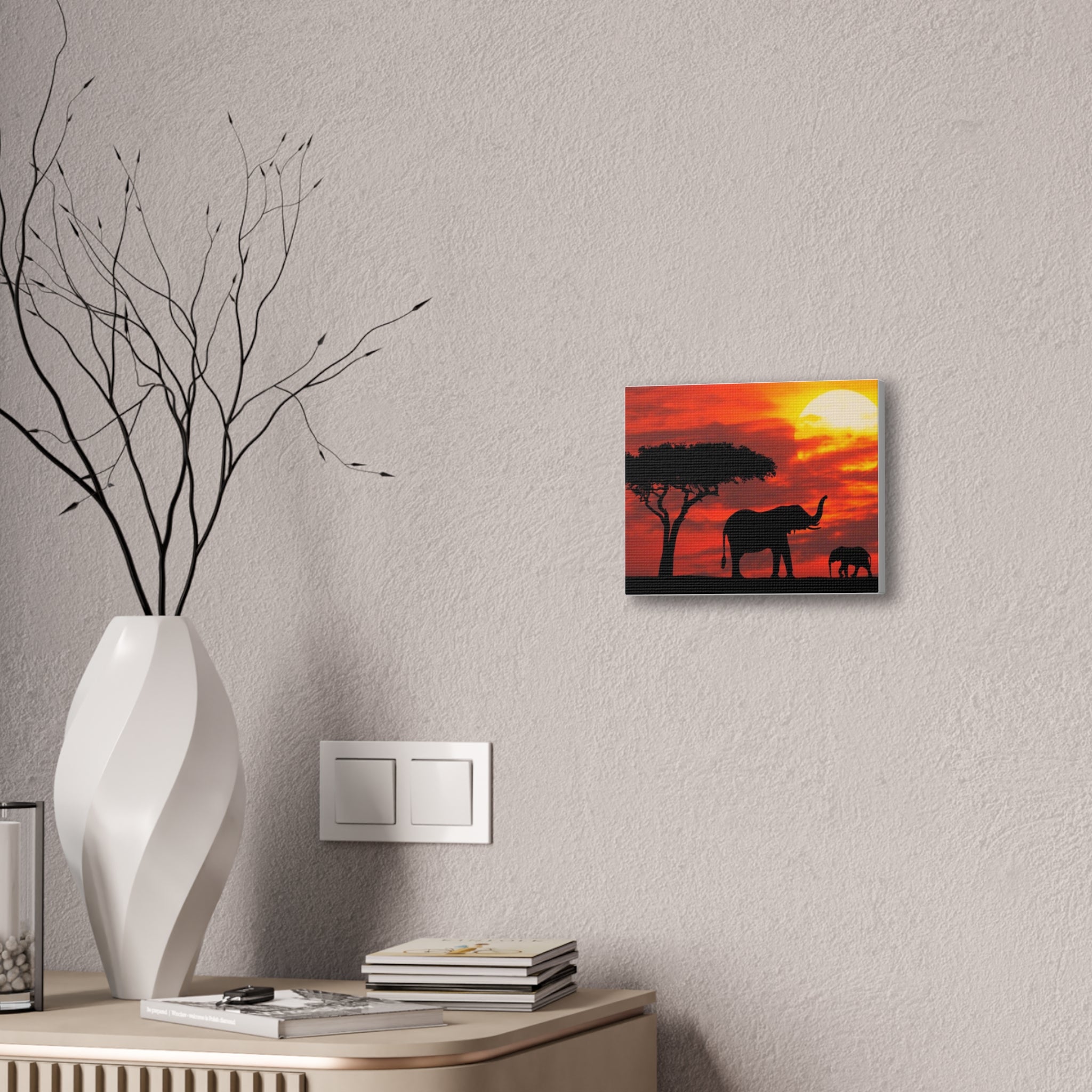 Elephant Sunset Canvas Print — African Safari Wall Art