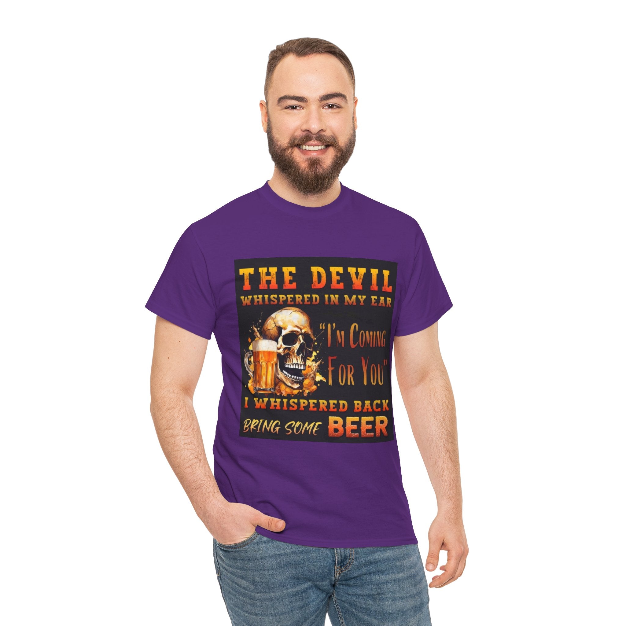Devil Whispered T-Shirt — “I’m Coming For You” Skull Beer Graphic Tee