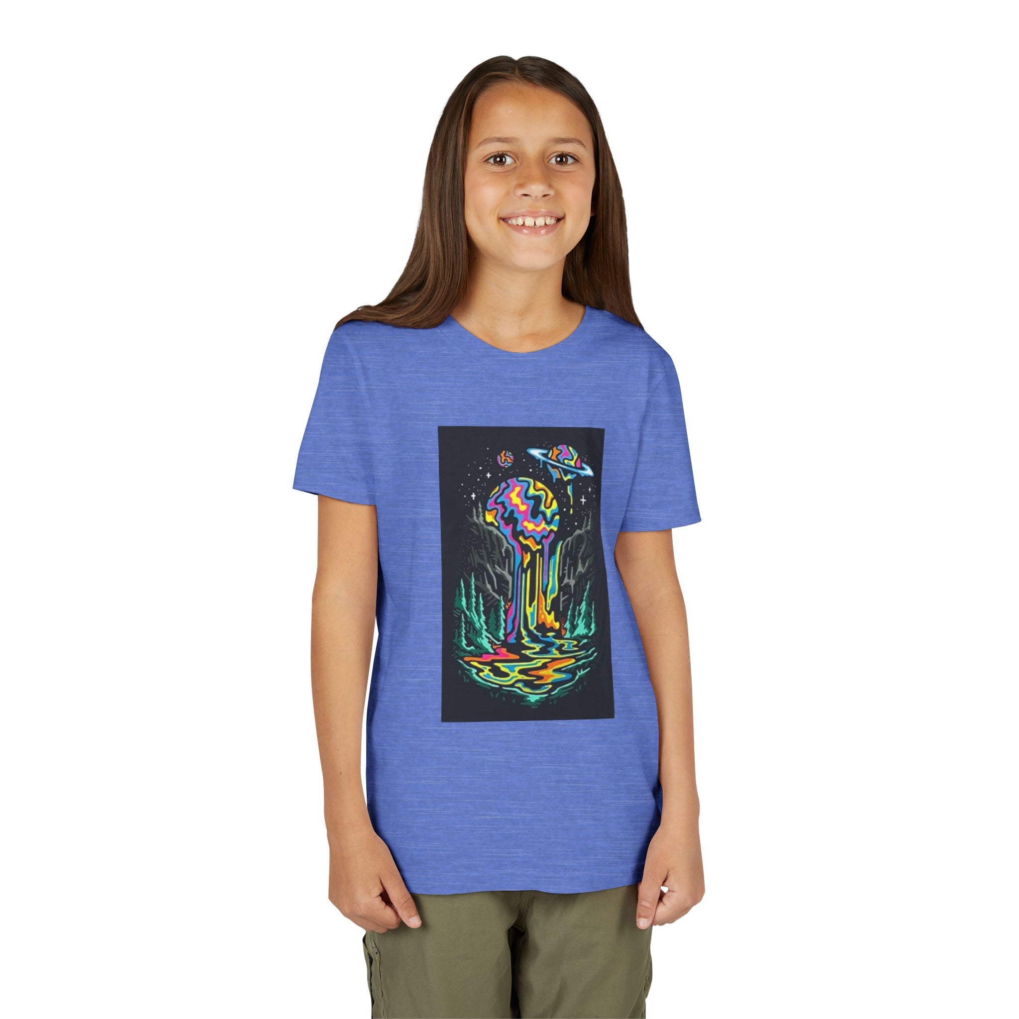 Youth Tee — Neon Drip Planet Space Graphic