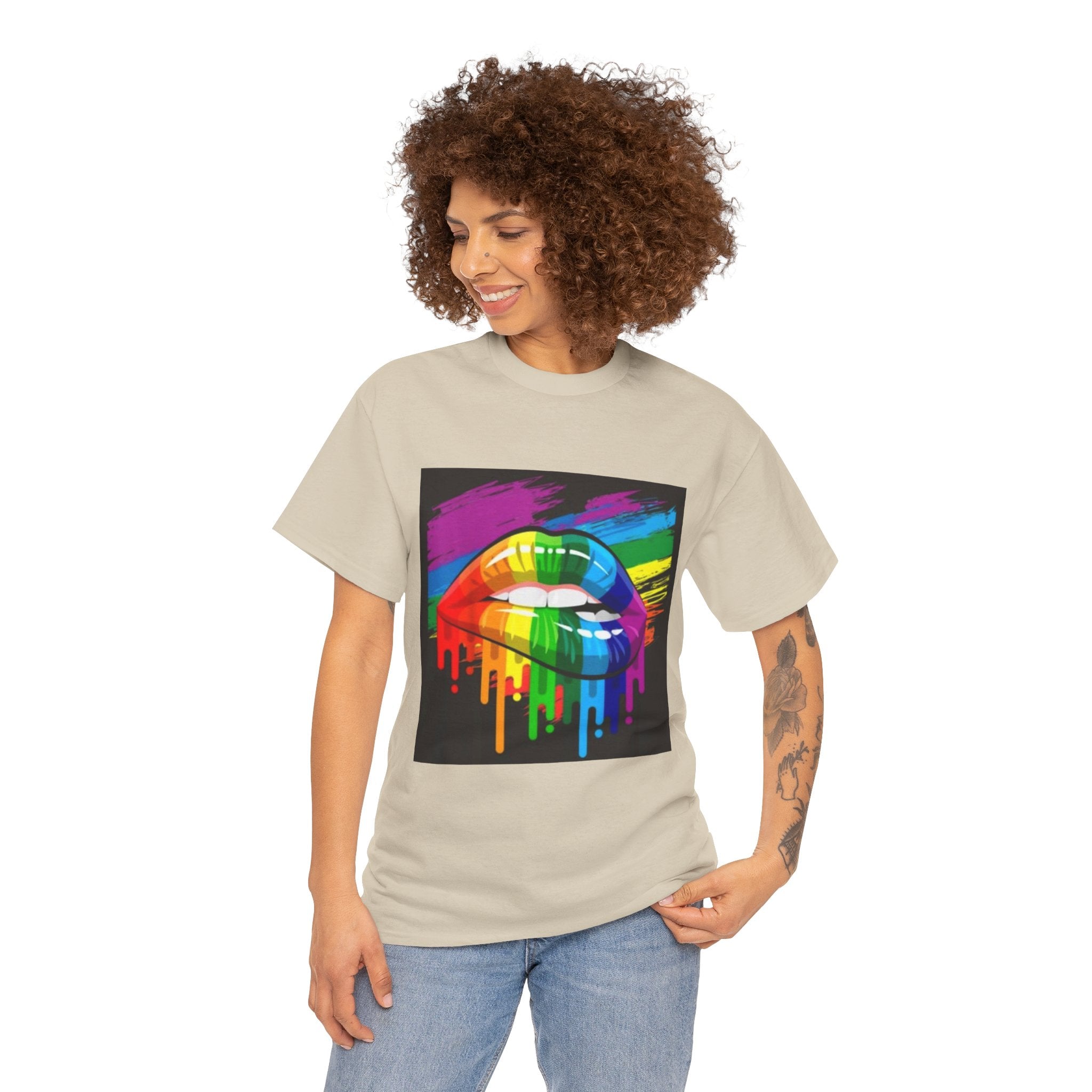 T-Shirt — Rainbow Drip Lips Pride Graphic Tee