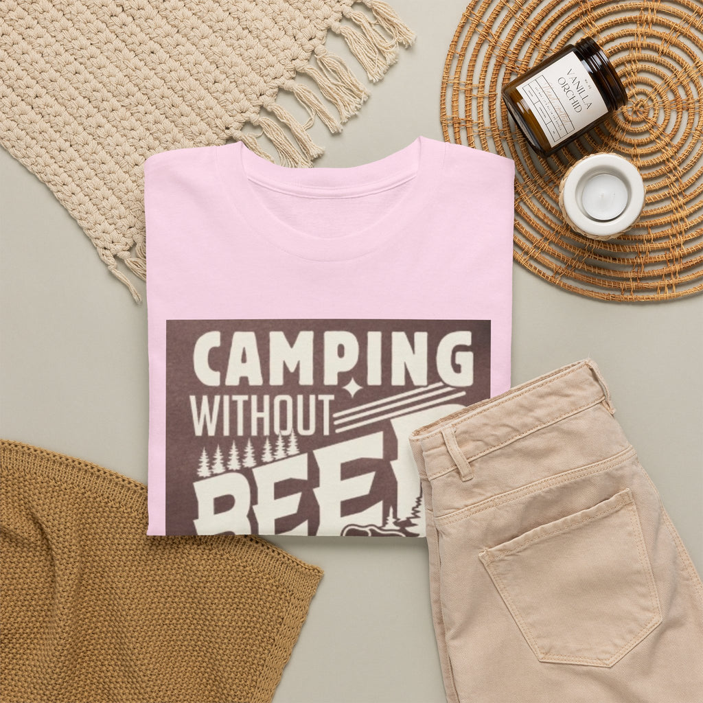Camping Beer T-Shirt — "Camping Without Beer Is Just Sitting in the Woods" Outdoor Campfire Tee