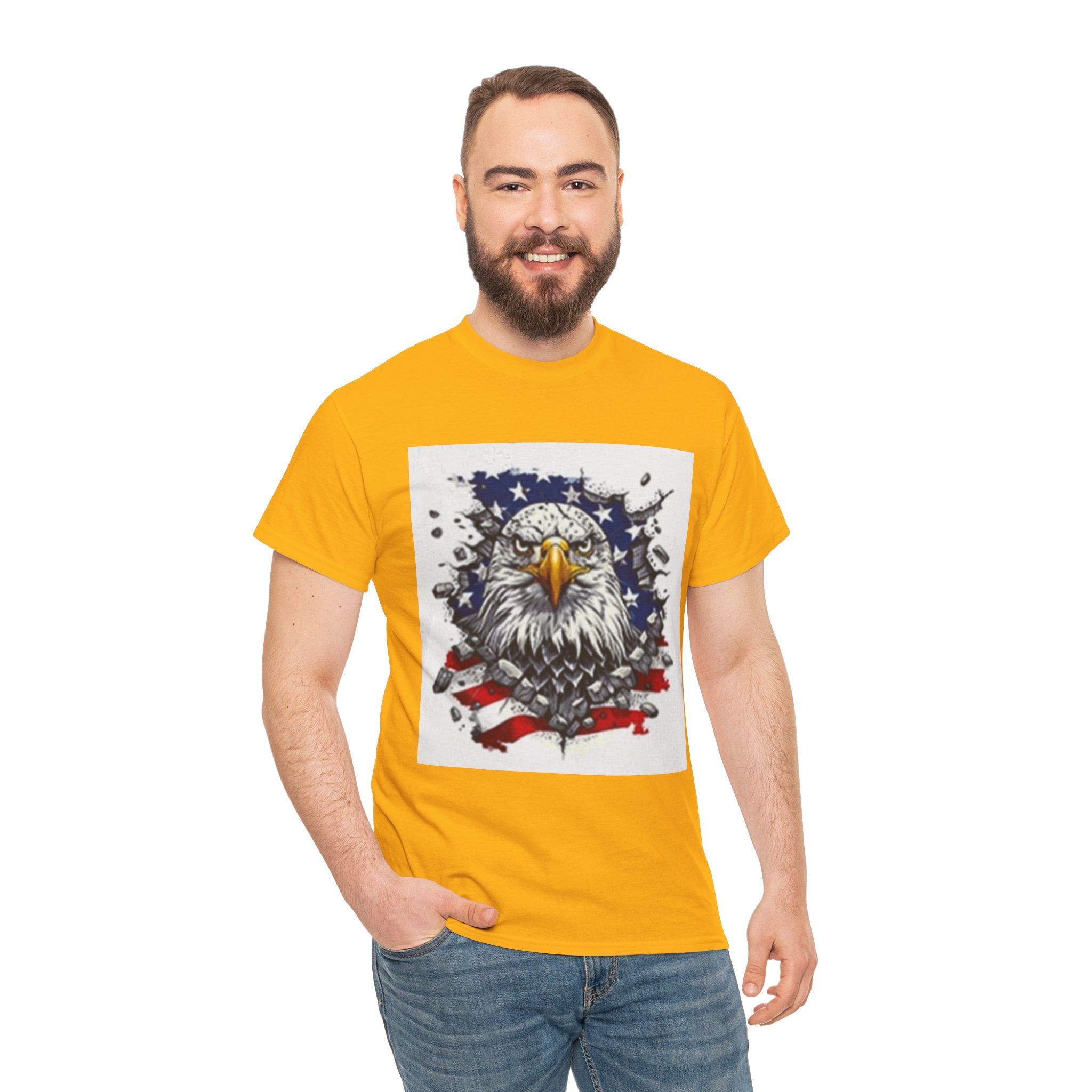 Eagle American Flag T-Shirt — Patriotic Bald Eagle Graphic Tee for 4th of July