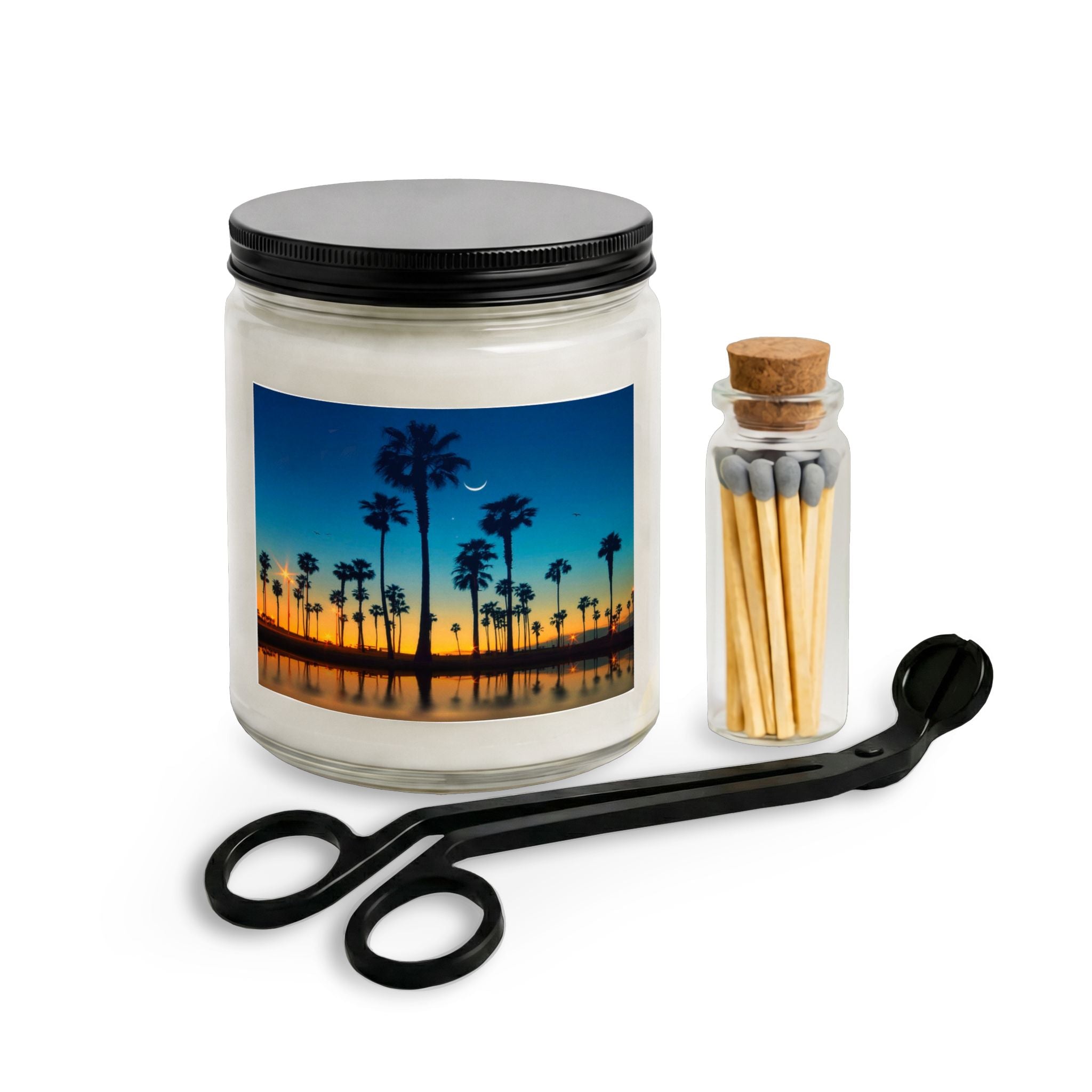 Coastal Sunset Candle Set — Jar Candle with Matches & Wick Trimmer