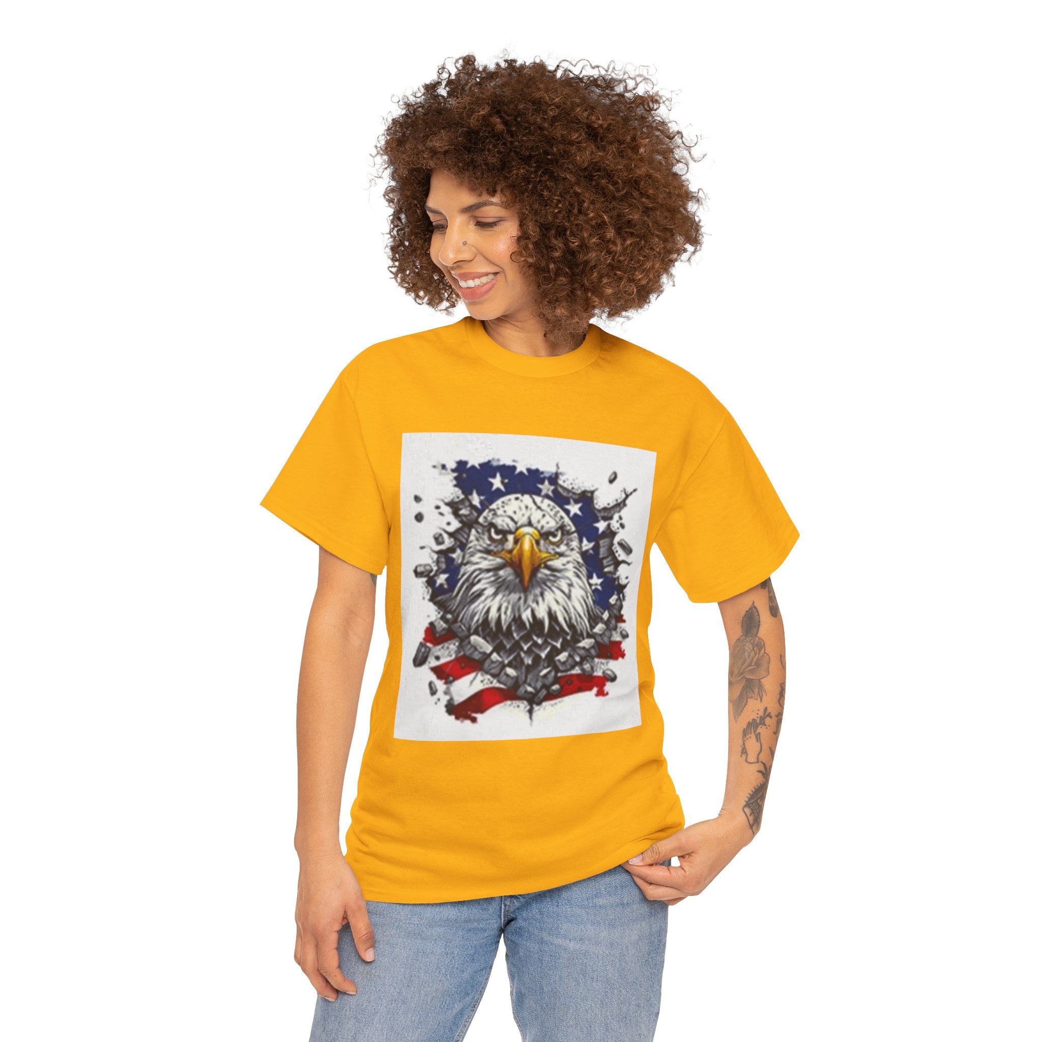 Eagle American Flag T-Shirt — Patriotic Bald Eagle Graphic Tee for 4th of July