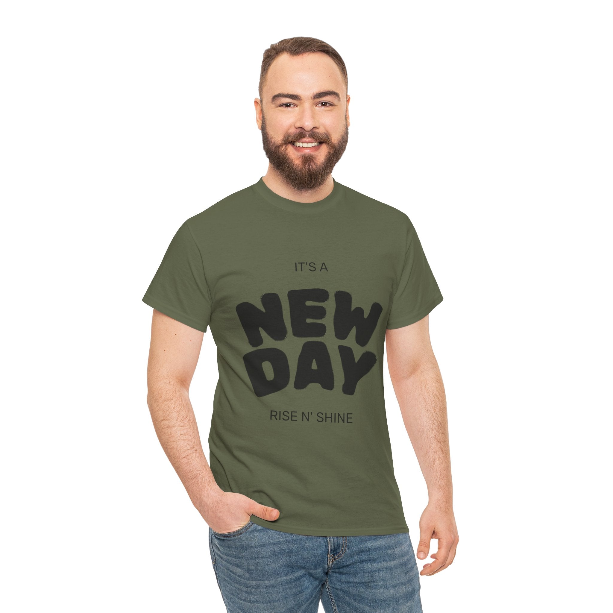 New Day Tee — "It's a New Day, Rise N' Shine" Motivational T-Shirt