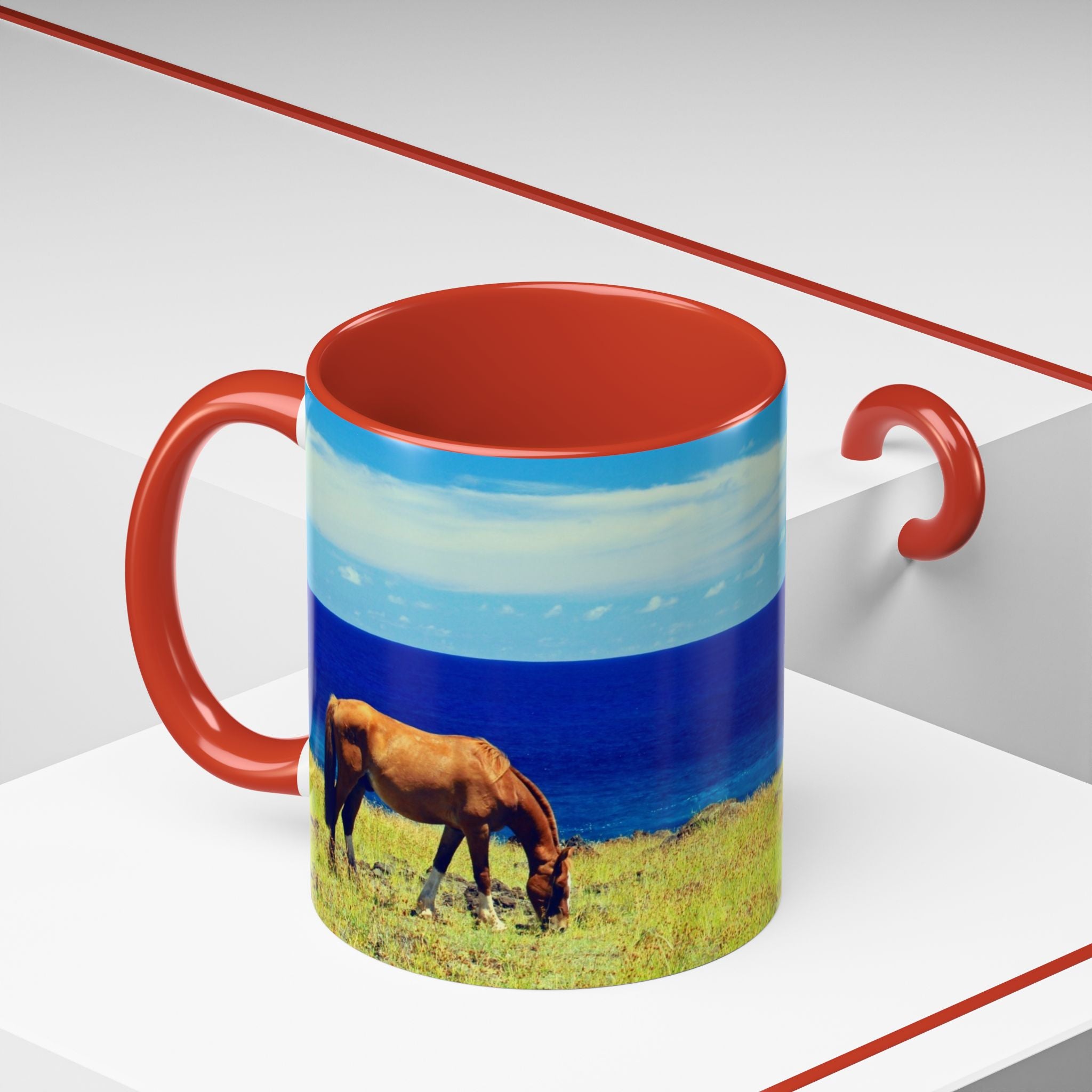 Coastal Landscape Accent Coffee Mug – Ocean View Beach Scene (11/15oz)