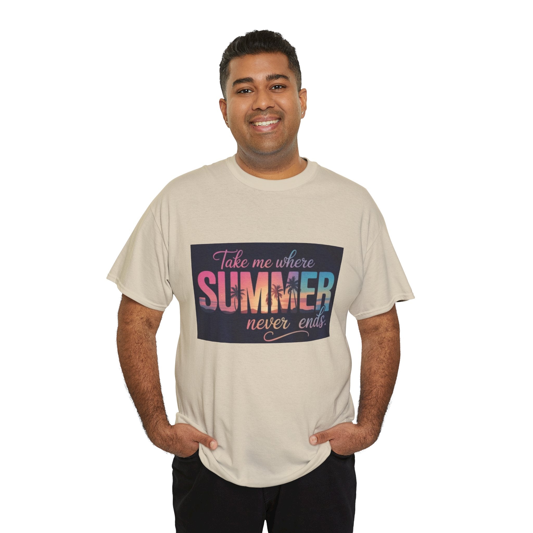 T-Shirt — "Take Me Where Summer Never Ends" Retro Beach Vibes