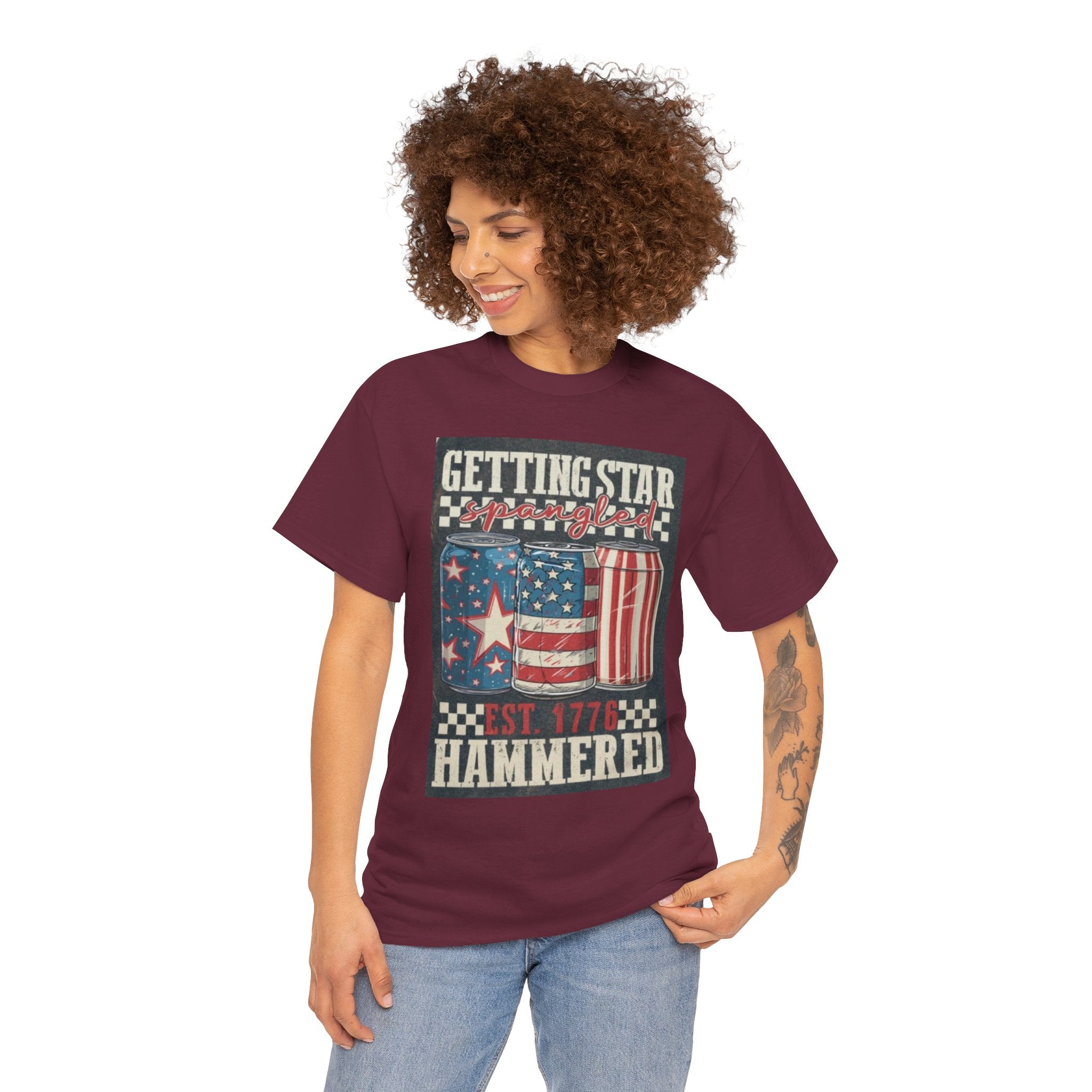 Getting Star Hammered Tee — Patriotic 4th of July Beer Can T-Shirt (Est. 1776)