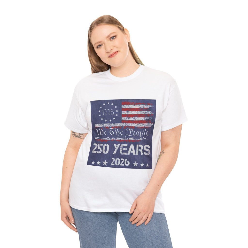 T-Shirt — Vintage 'We The People 250 Years 2026' Patriotic American Flag Tee
