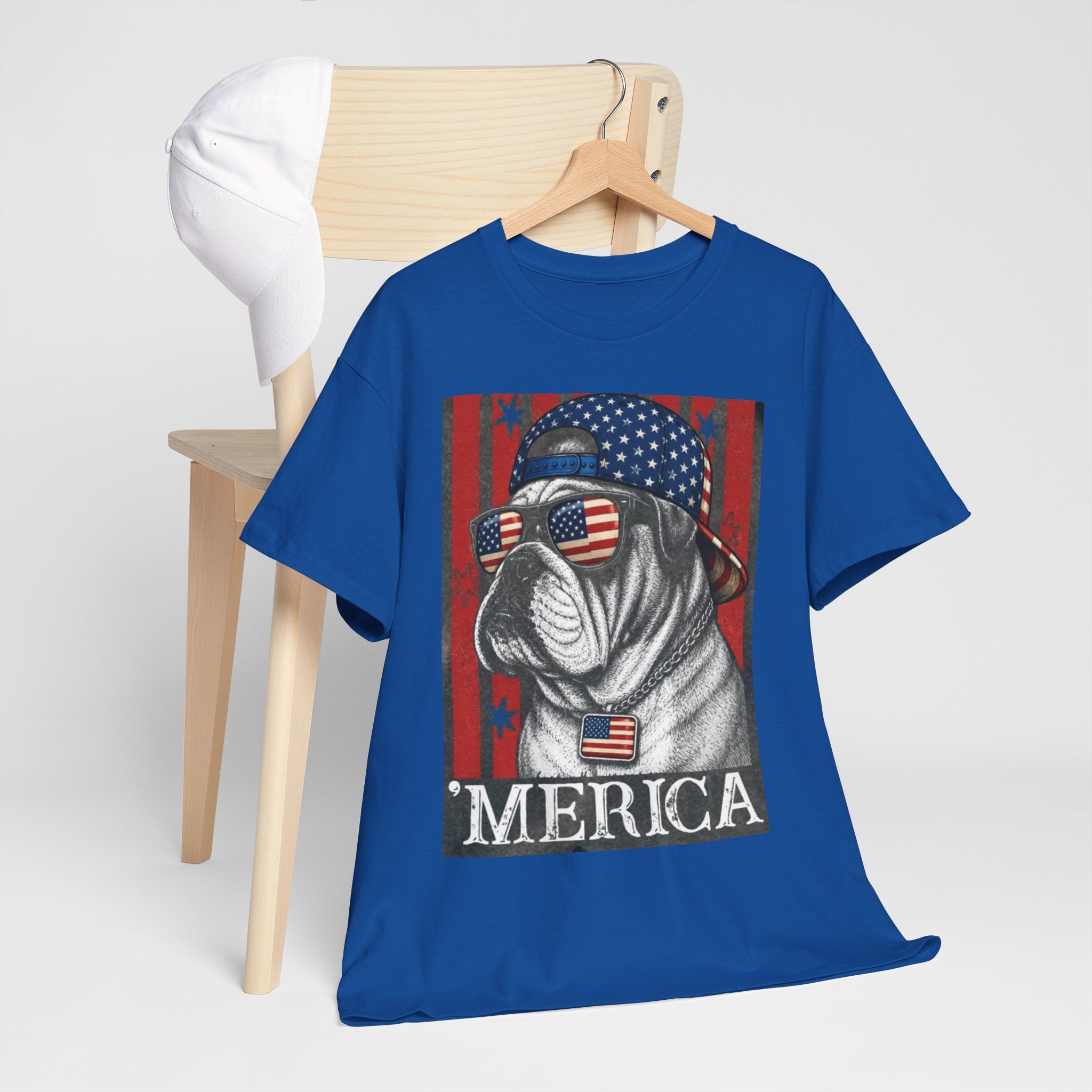 'Merica Bulldog T-Shirt — Patriotic American Flag Tee for Fourth of July