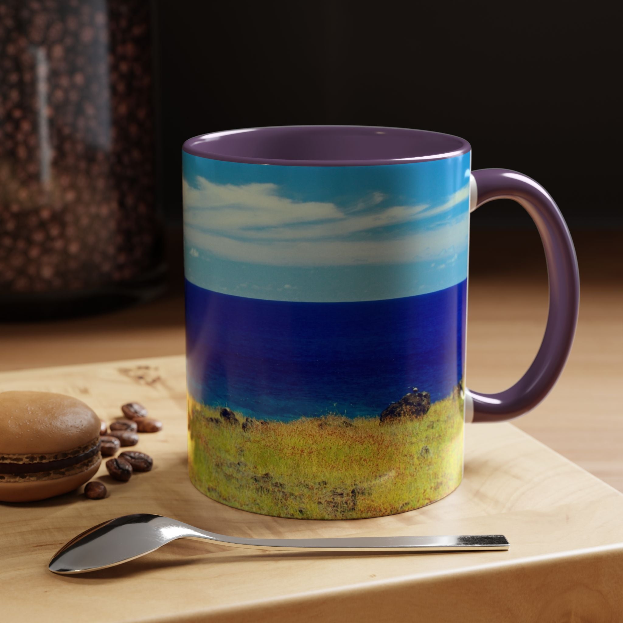 Coastal Landscape Accent Coffee Mug – Ocean View Beach Scene (11/15oz)