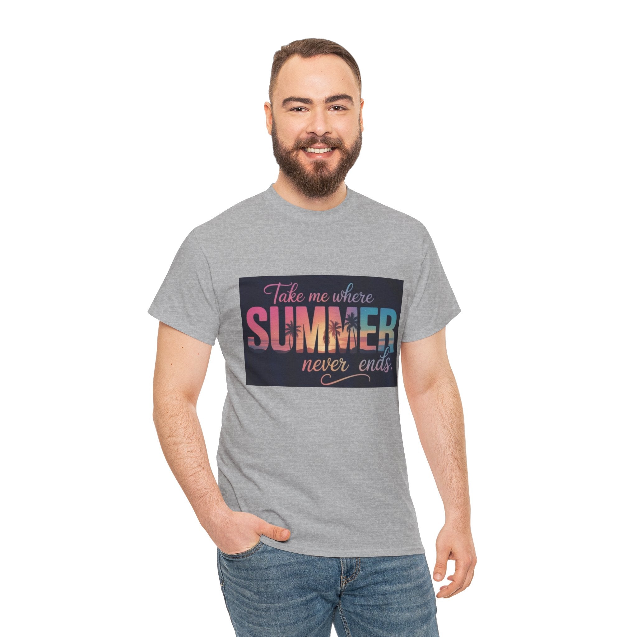 T-Shirt — "Take Me Where Summer Never Ends" Retro Beach Vibes