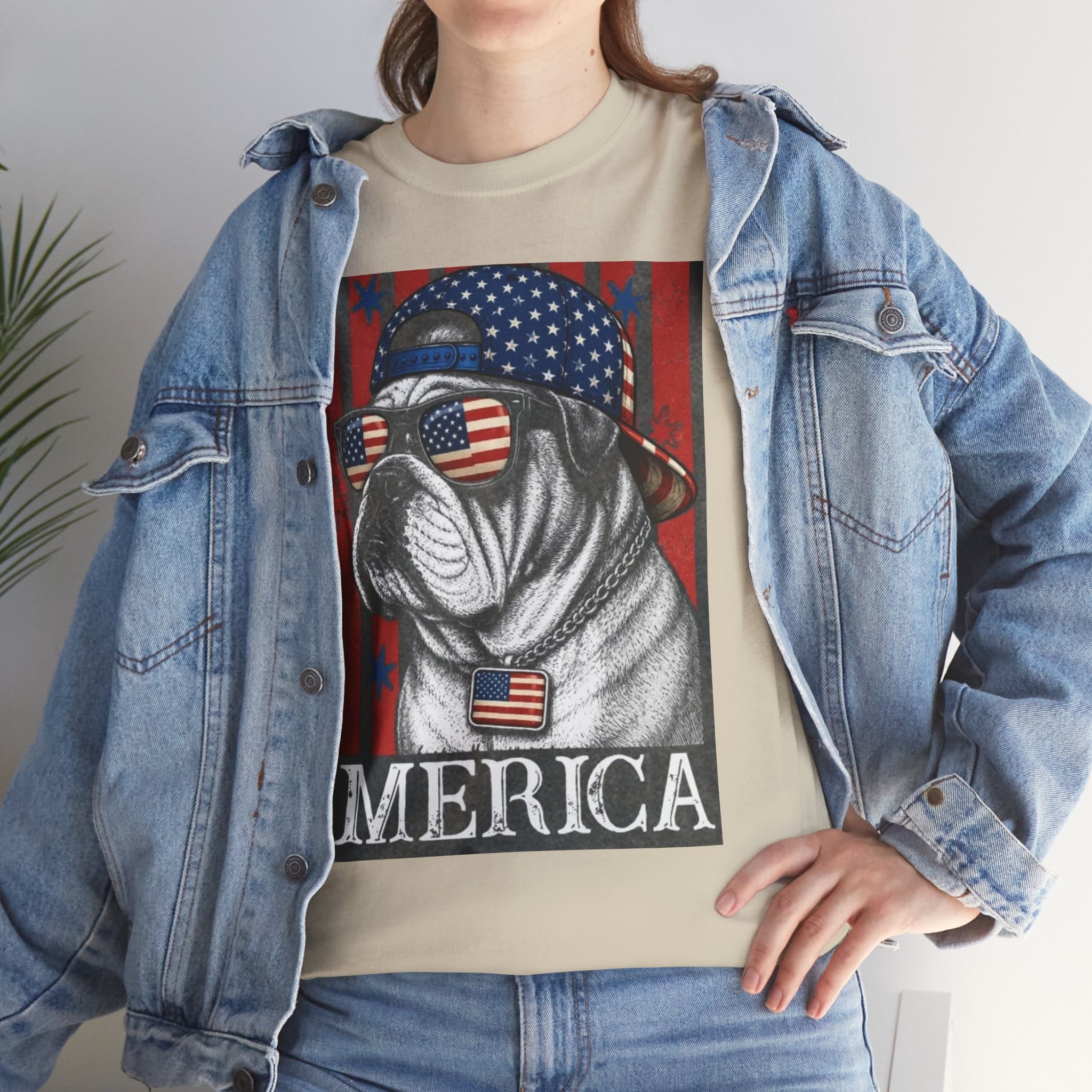 'Merica Bulldog T-Shirt — Patriotic American Flag Tee for Fourth of July