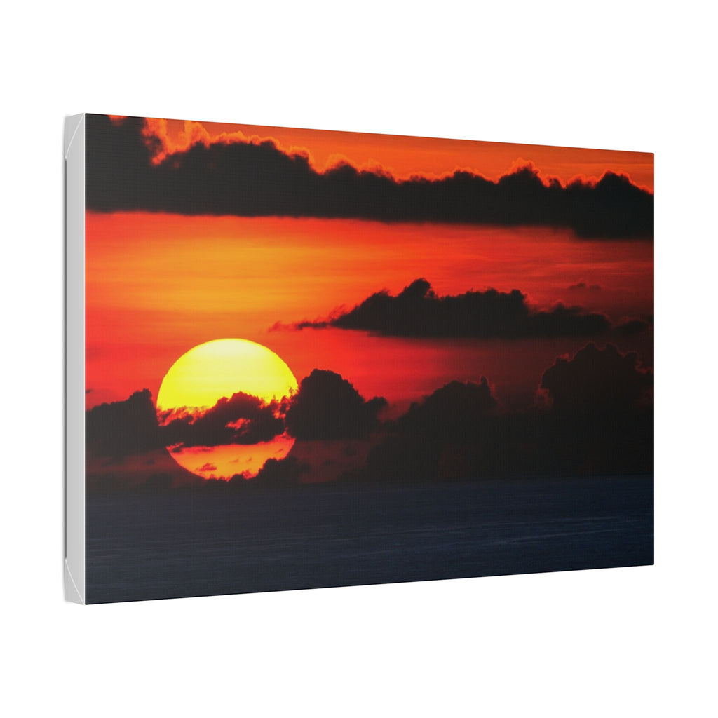 Sunset Ocean Canvas Print — Dramatic Red Sunset Wall Art