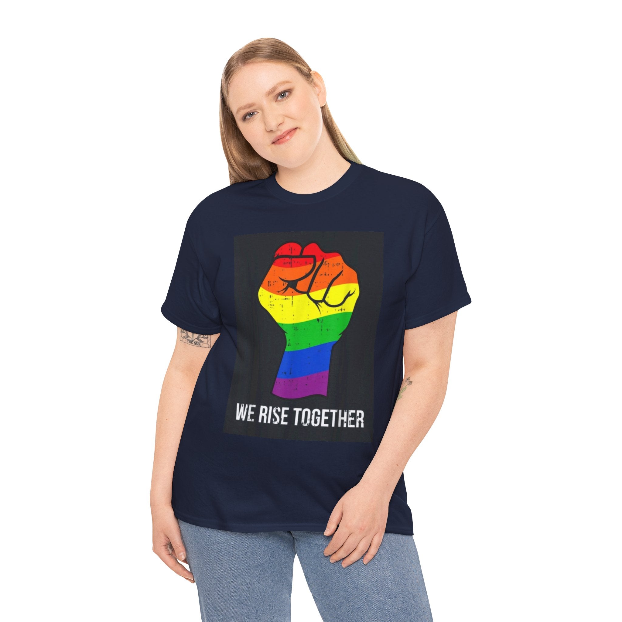 We Rise Together Rainbow Fist T-Shirt
