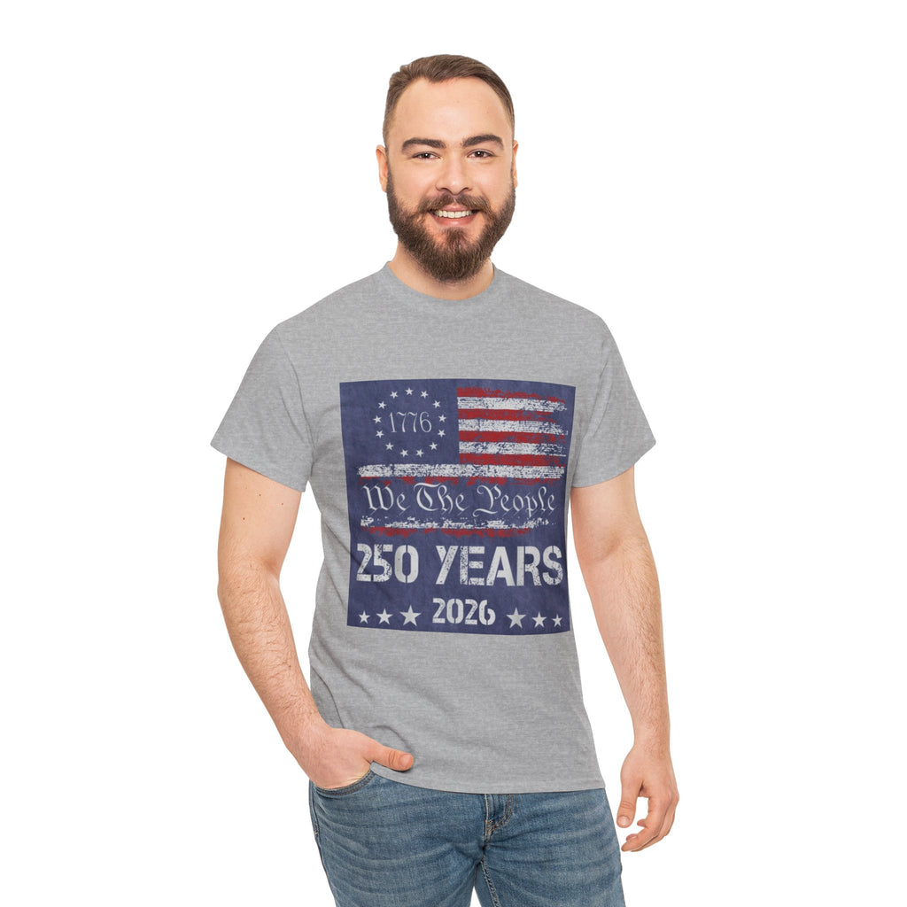 T-Shirt — Vintage 'We The People 250 Years 2026' Patriotic American Flag Tee