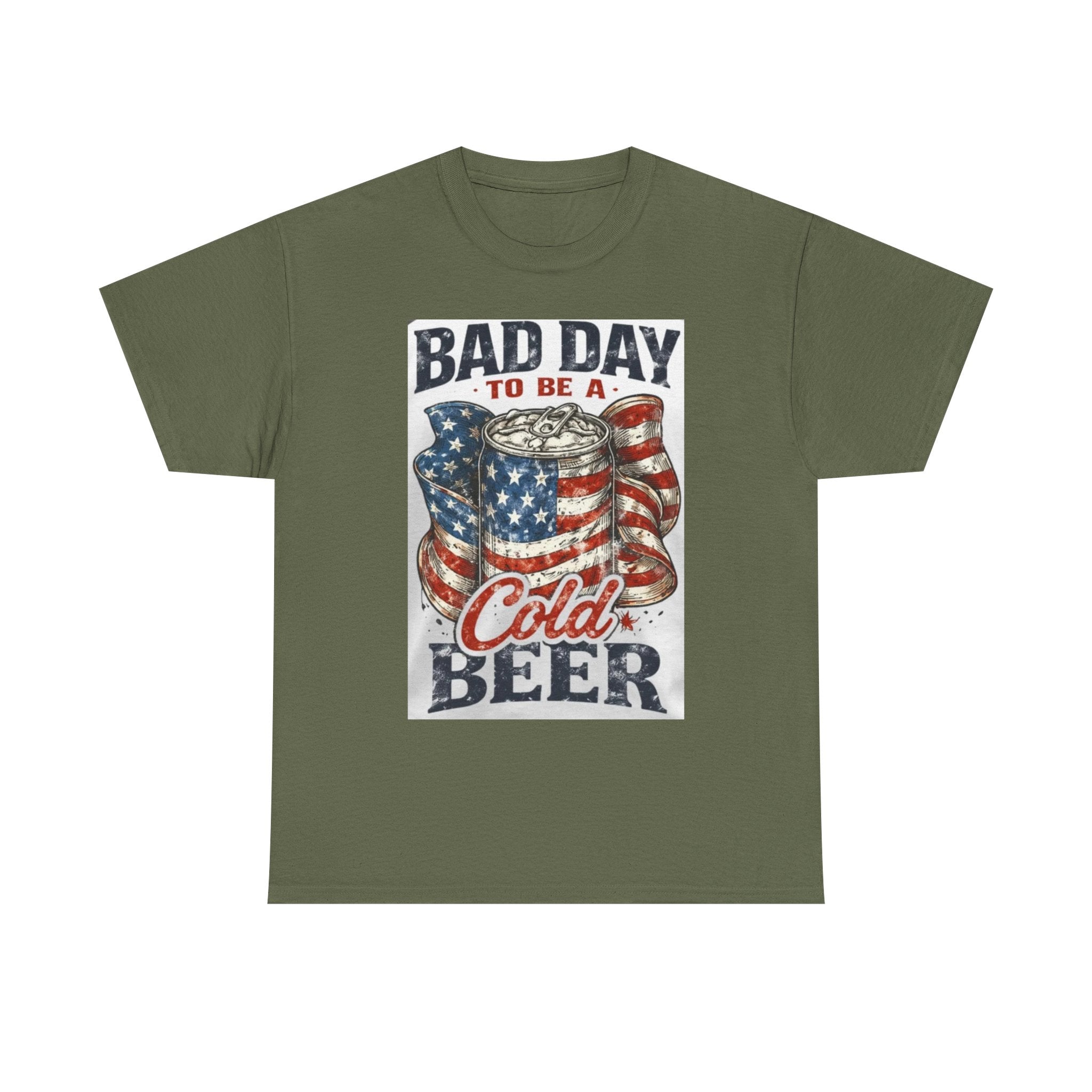 Bad Day to Be a Cold Beer T-Shirt — American Flag Beer Can Graphic Tee