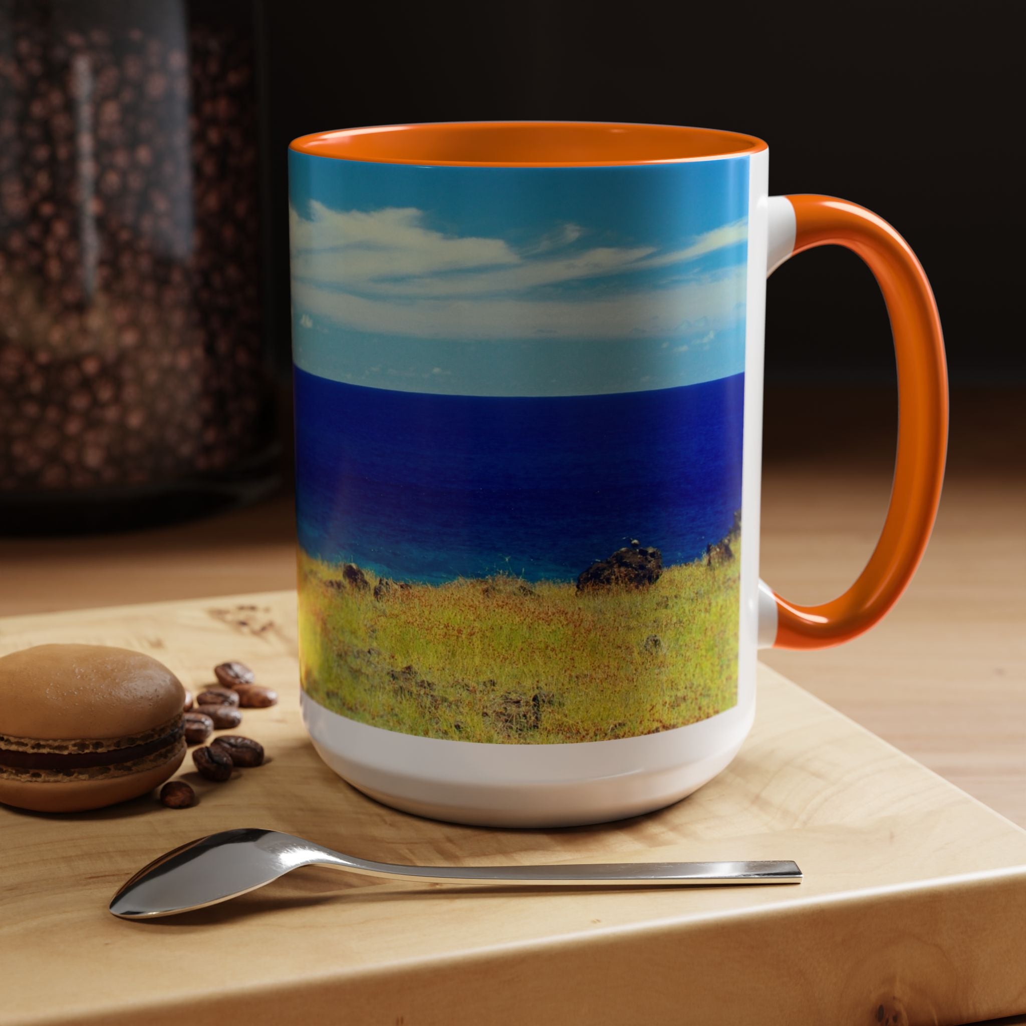 Coastal Landscape Accent Coffee Mug – Ocean View Beach Scene (11/15oz)