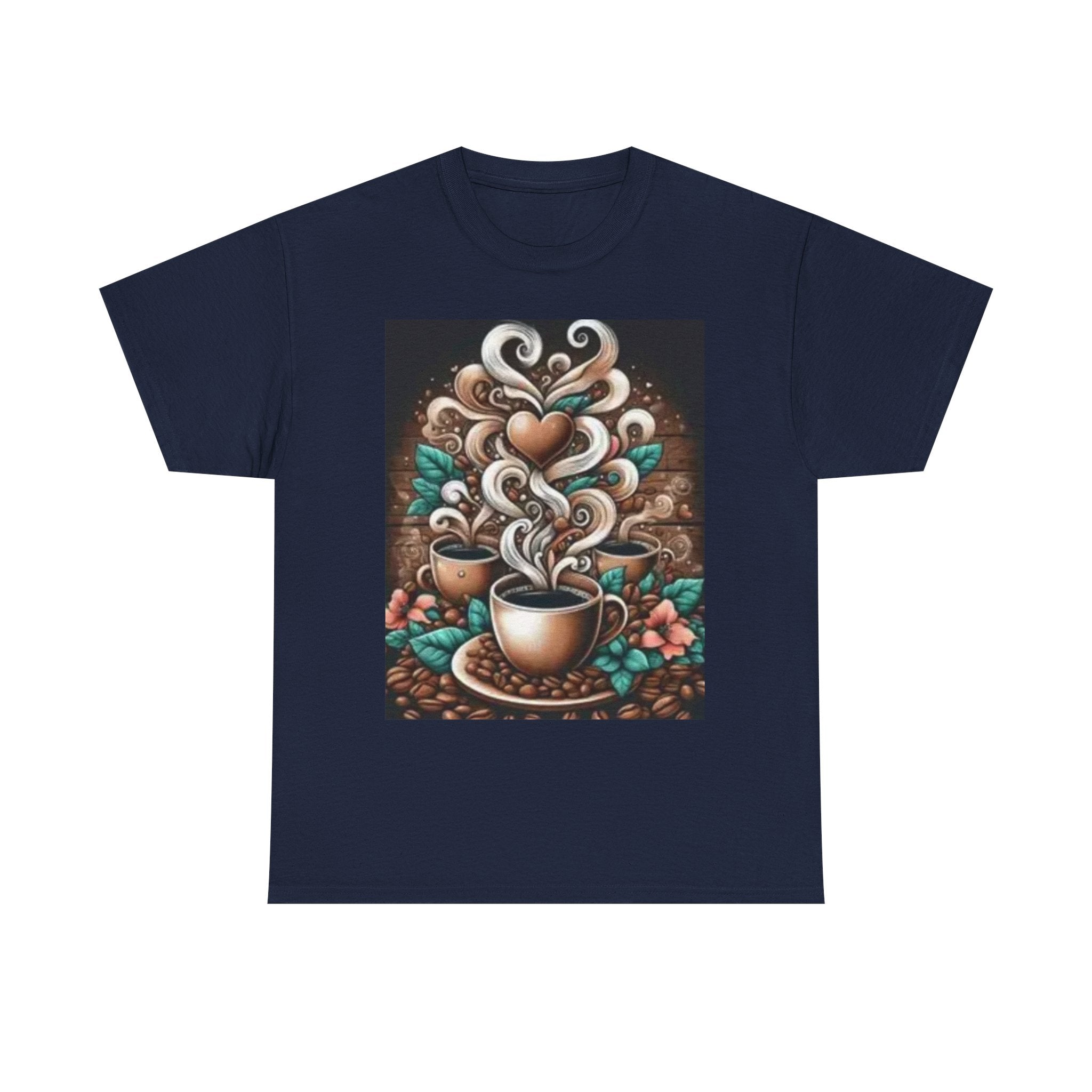 Coffee Cup T-Shirt — Whimsical Steaming Heart Coffee Design