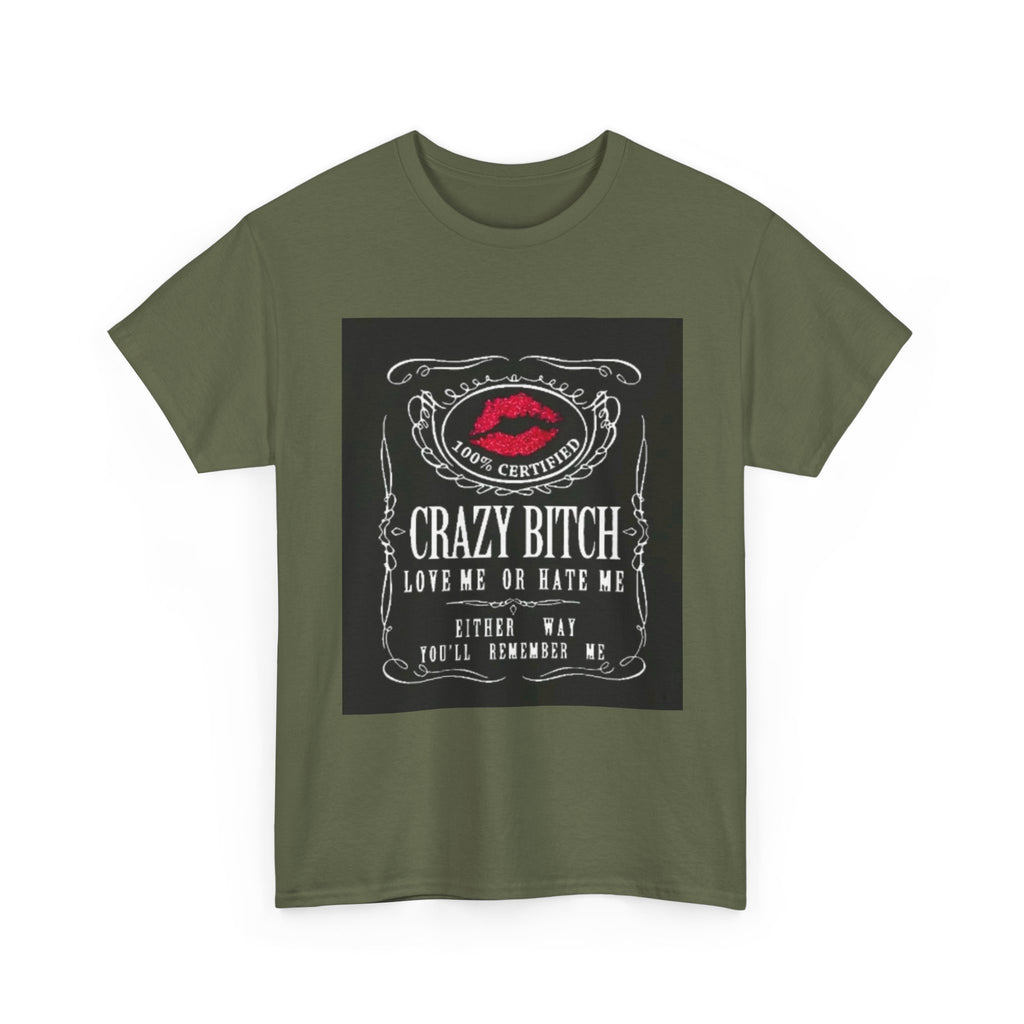 Crazy Bitch Graphic Tee – 'Love Me or Hate Me' Retro Lip Print