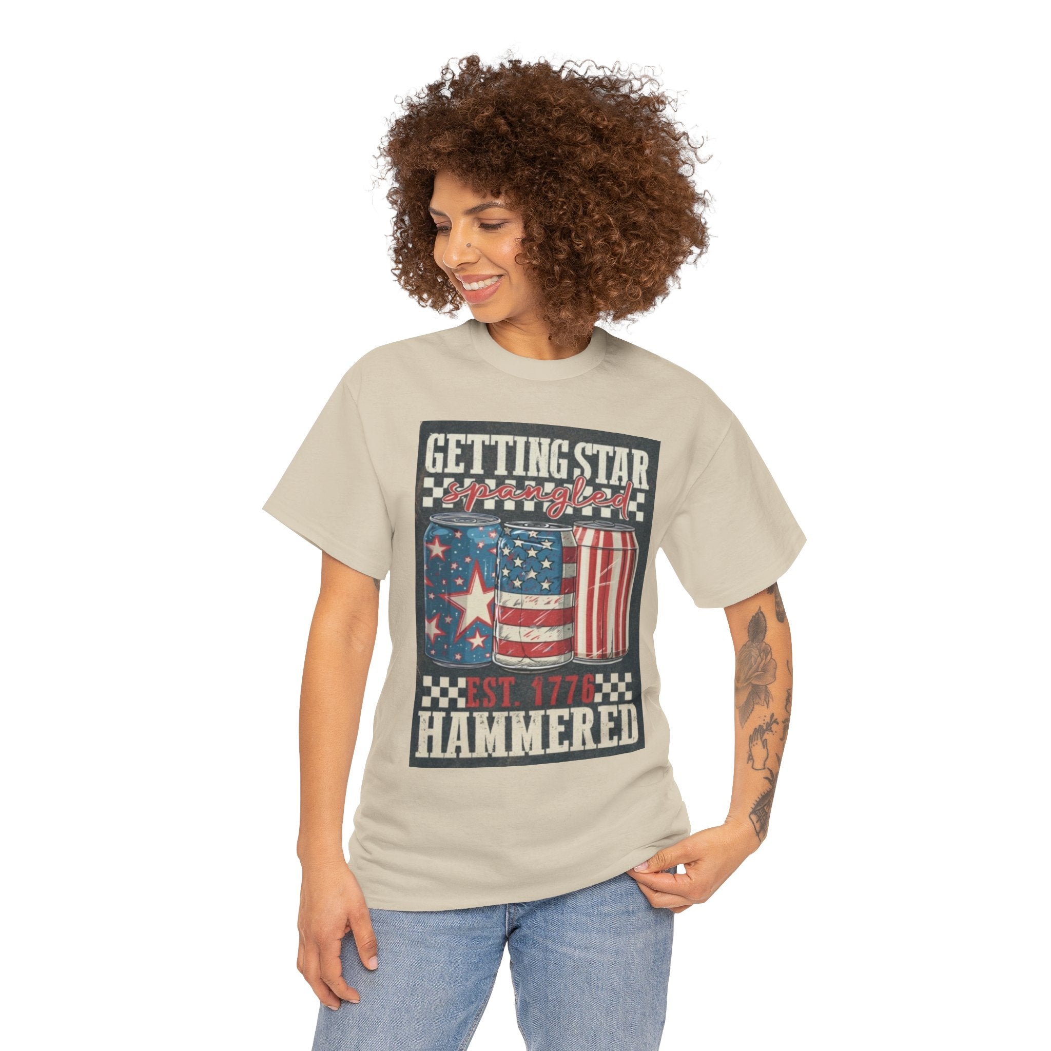 Getting Star Hammered Tee — Patriotic 4th of July Beer Can T-Shirt (Est. 1776)