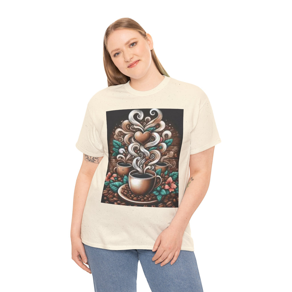 Coffee Cup T-Shirt — Whimsical Steaming Heart Coffee Design