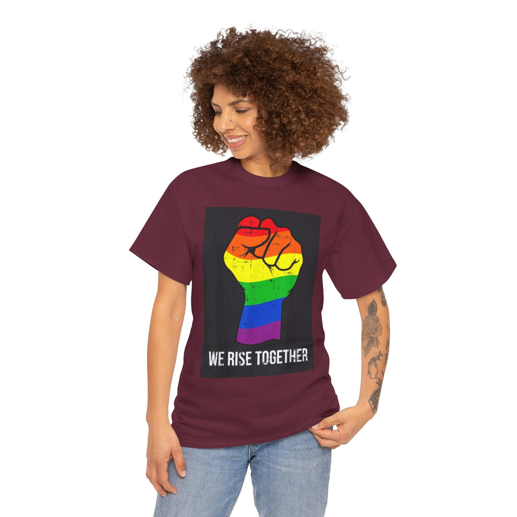 We Rise Together Rainbow Fist T-Shirt