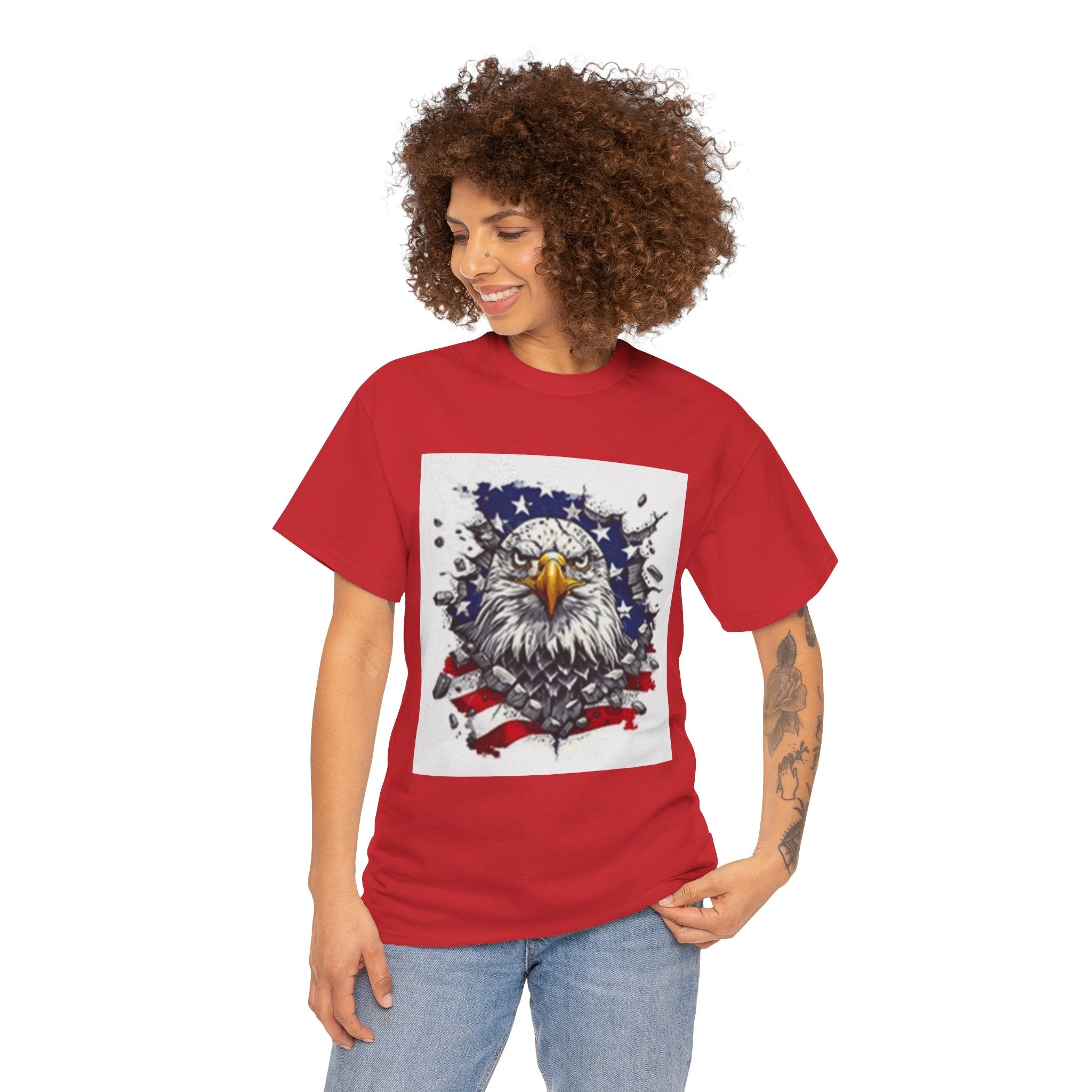 Eagle American Flag T-Shirt — Patriotic Bald Eagle Graphic Tee for 4th of July