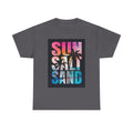 Sun Salt Sand Beach T-Shirt — Tropical Palm Sunset Graphic Tee