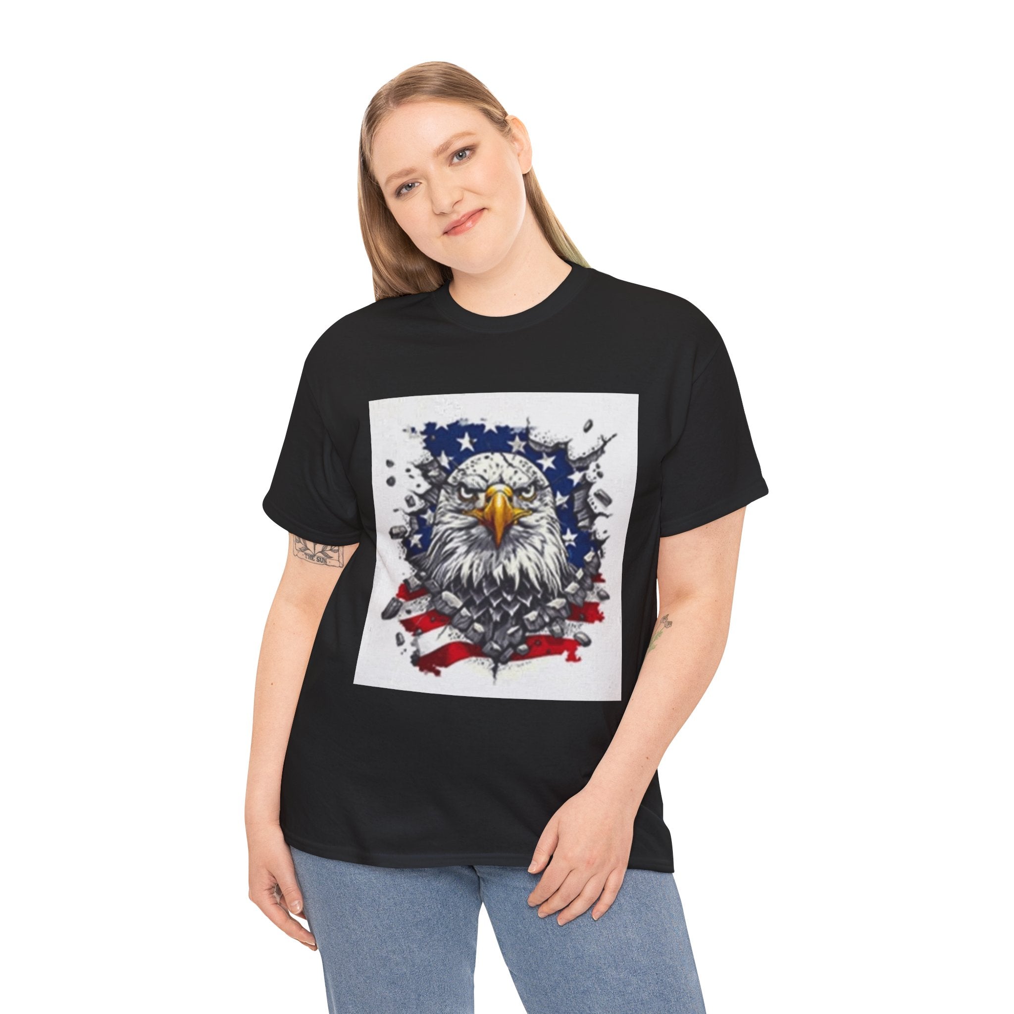 Eagle American Flag T-Shirt — Patriotic Bald Eagle Graphic Tee for 4th of July
