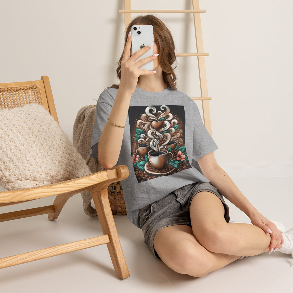 Coffee Cup T-Shirt — Whimsical Steaming Heart Coffee Design