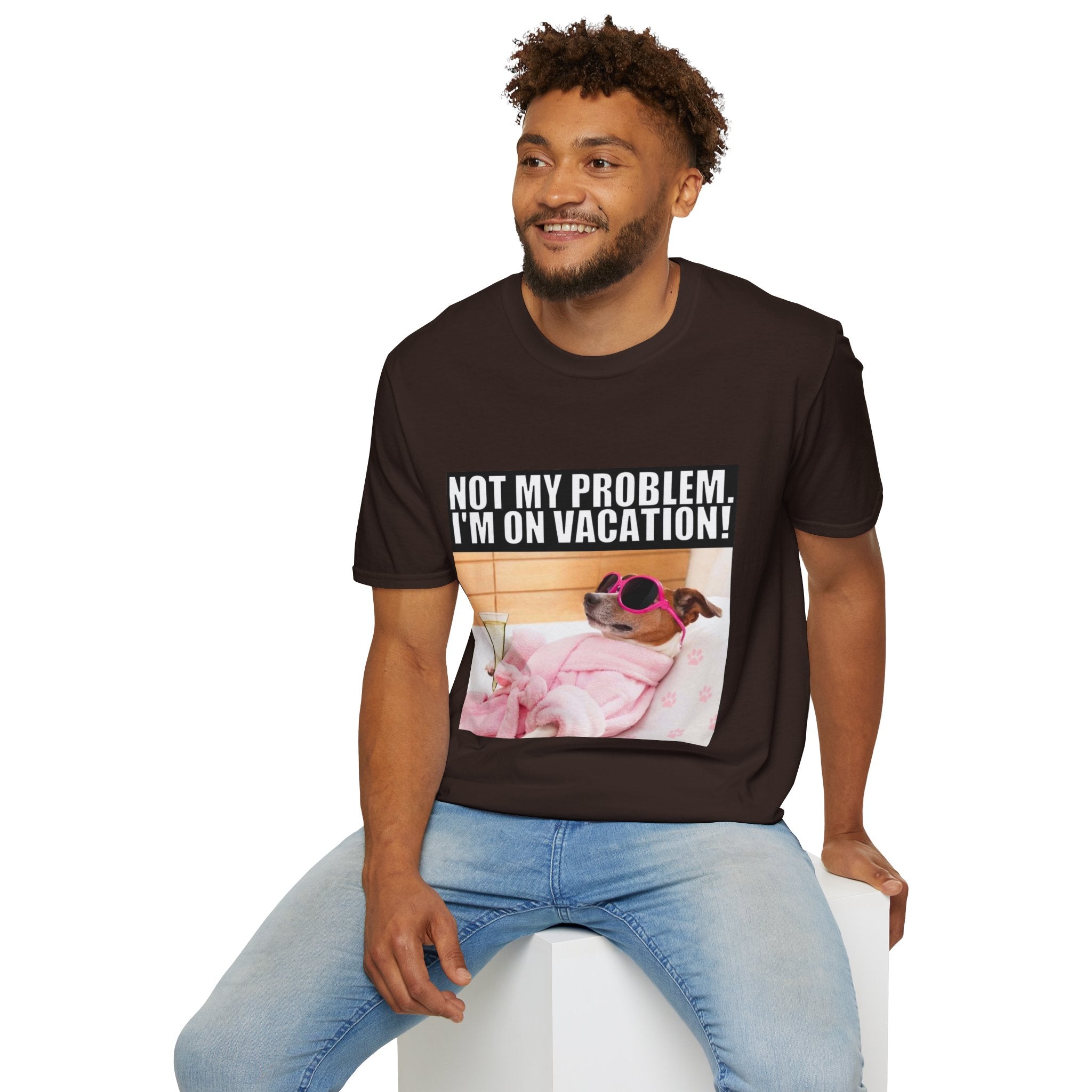 Vacation Vibes T-Shirt — "Not My Problem, I'm On Vacation" Relaxed Dog Graphic Tee
