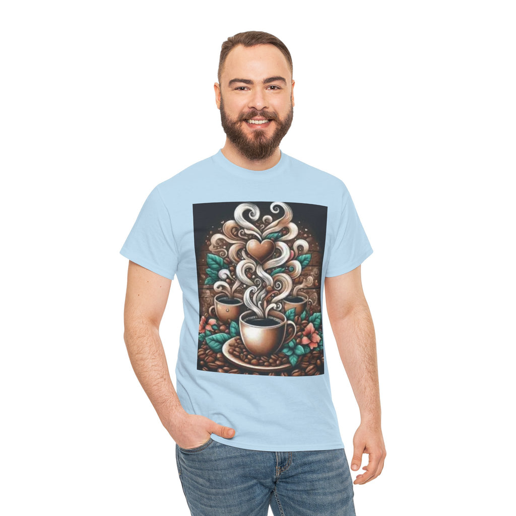 Coffee Cup T-Shirt — Whimsical Steaming Heart Coffee Design