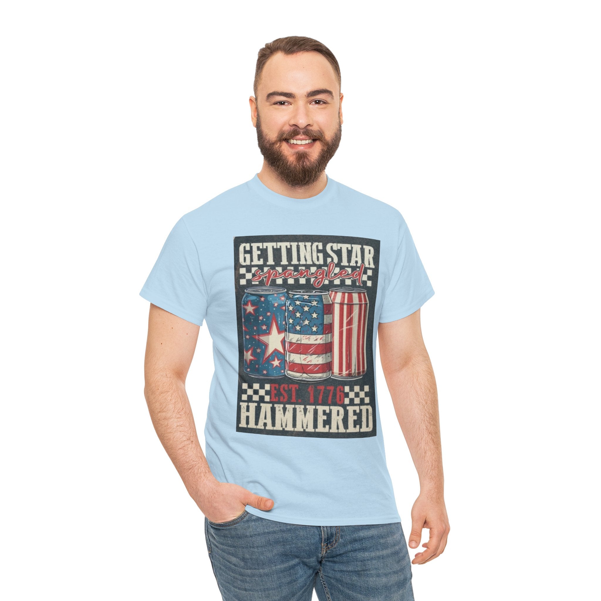 Getting Star Hammered Tee — Patriotic 4th of July Beer Can T-Shirt (Est. 1776)