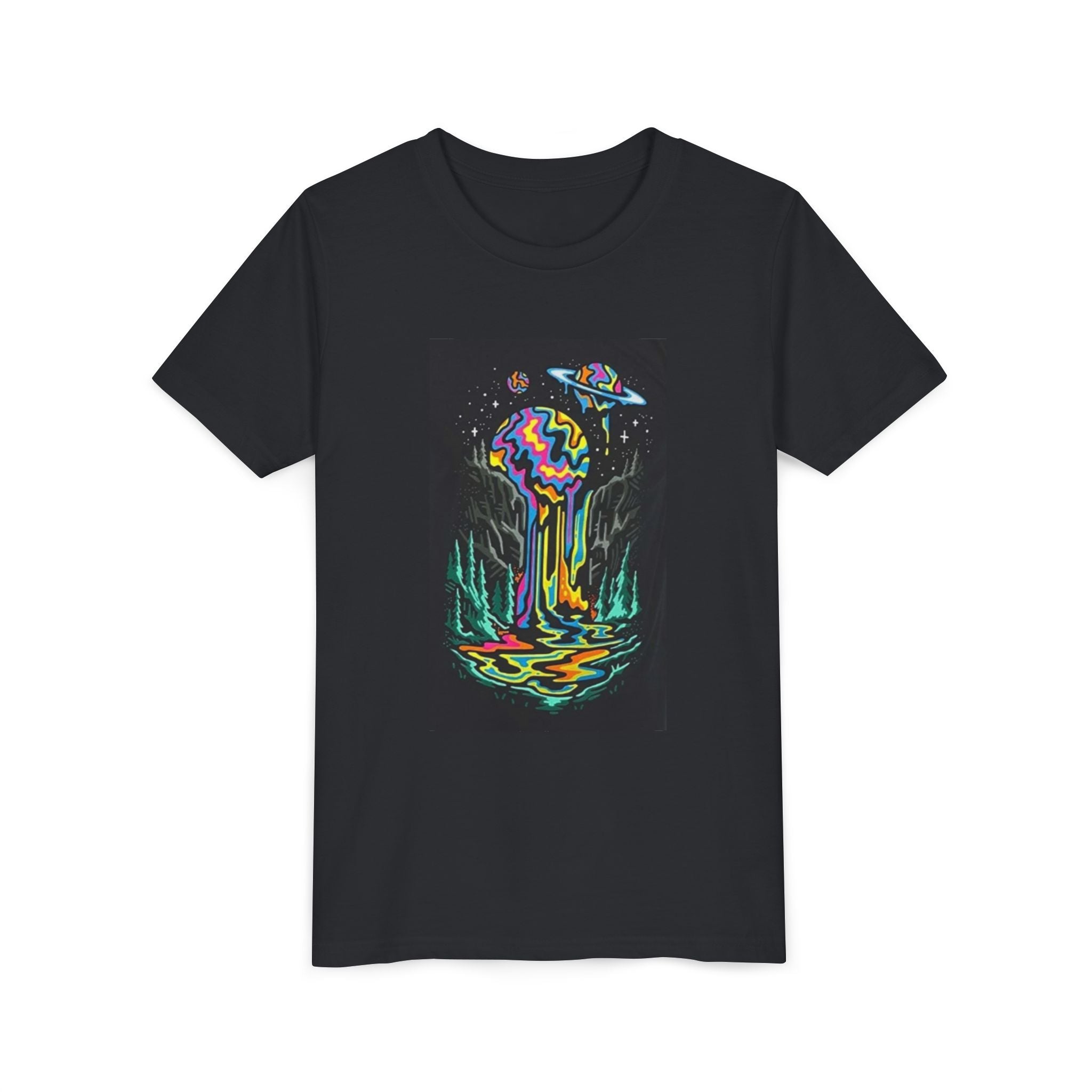 Youth Tee — Neon Drip Planet Space Graphic