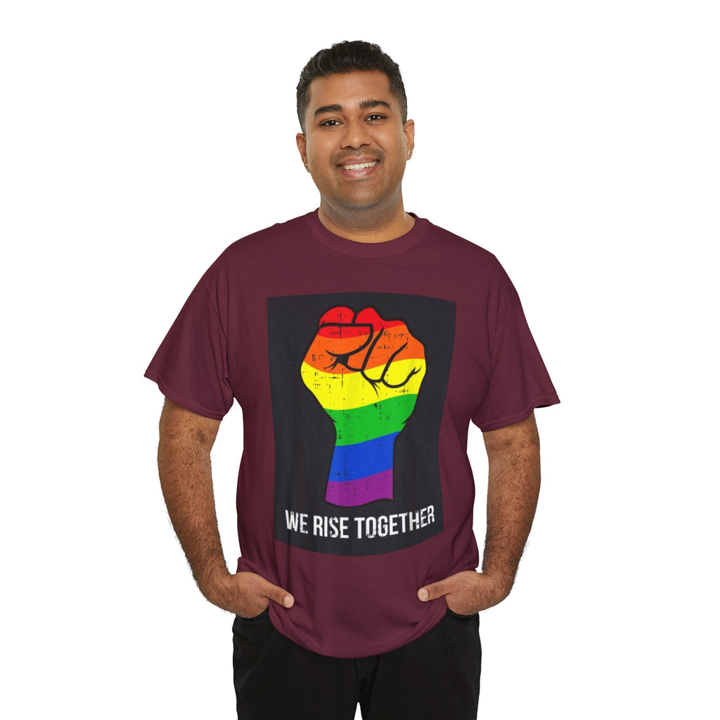 We Rise Together Rainbow Fist T-Shirt