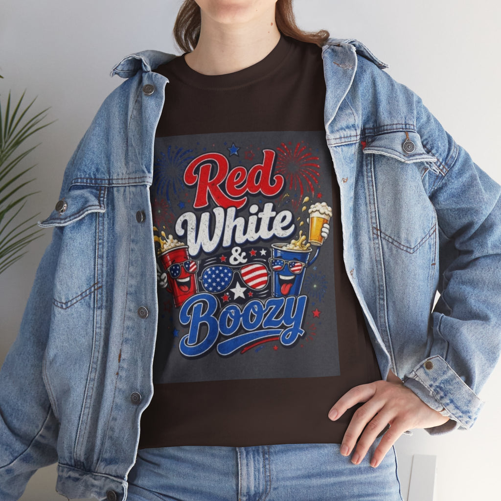 Red White & Boozy T-Shirt – Patriotic 4th of July Party Tee