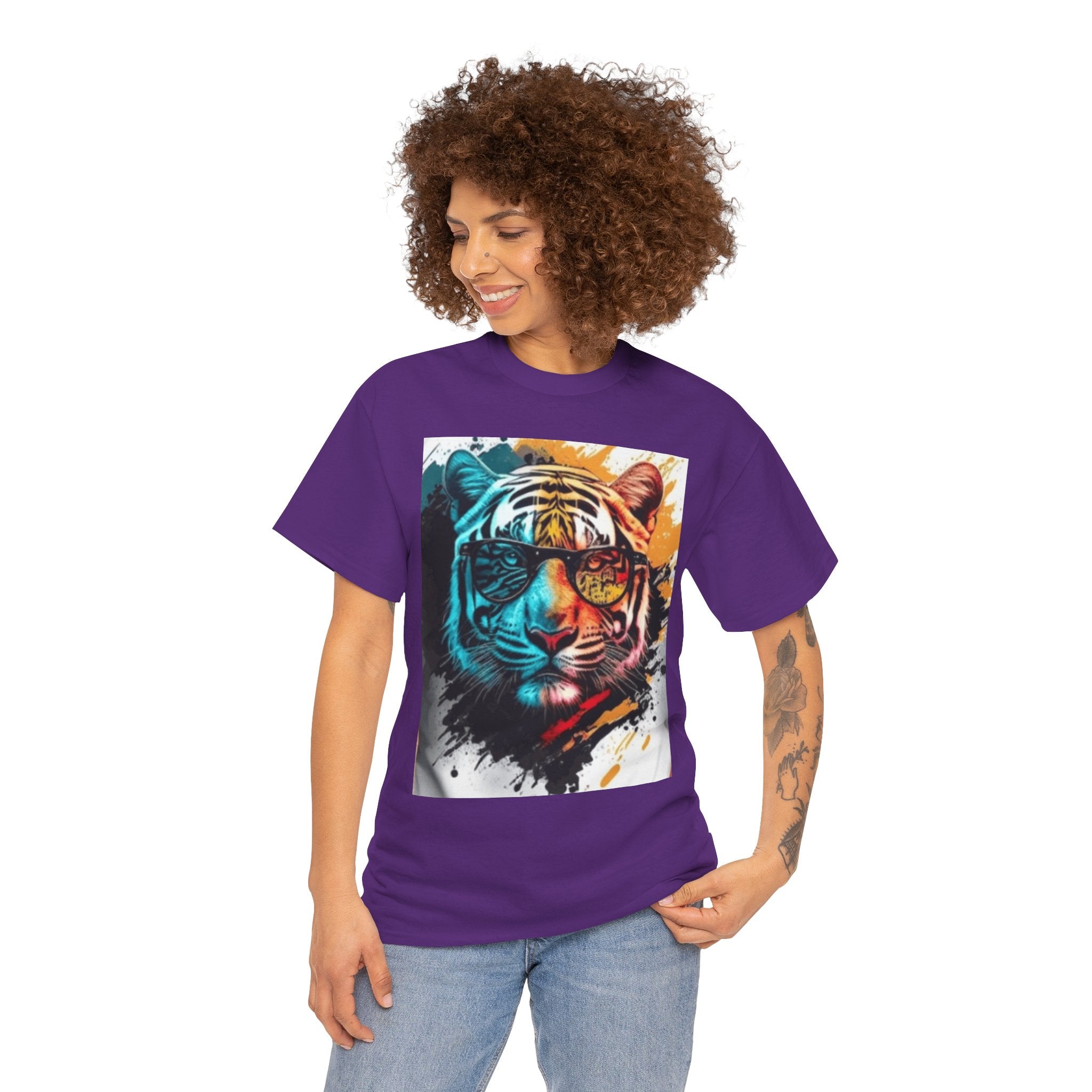 Tiger Portrait T-Shirt — Colorful Abstract Tiger Face Tee