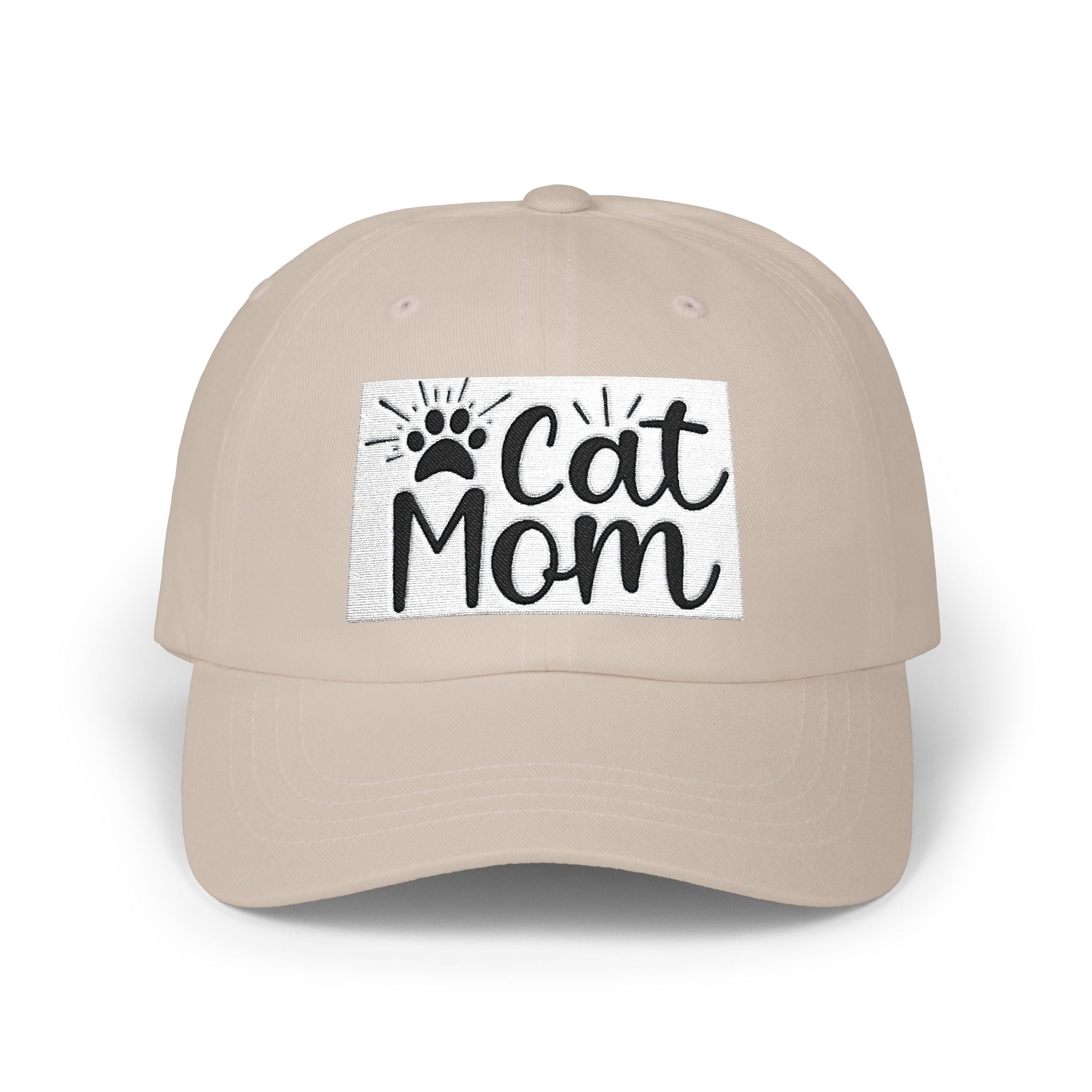 Cat Mom Dad Cap – White Embroidered Cat Mom Baseball Hat