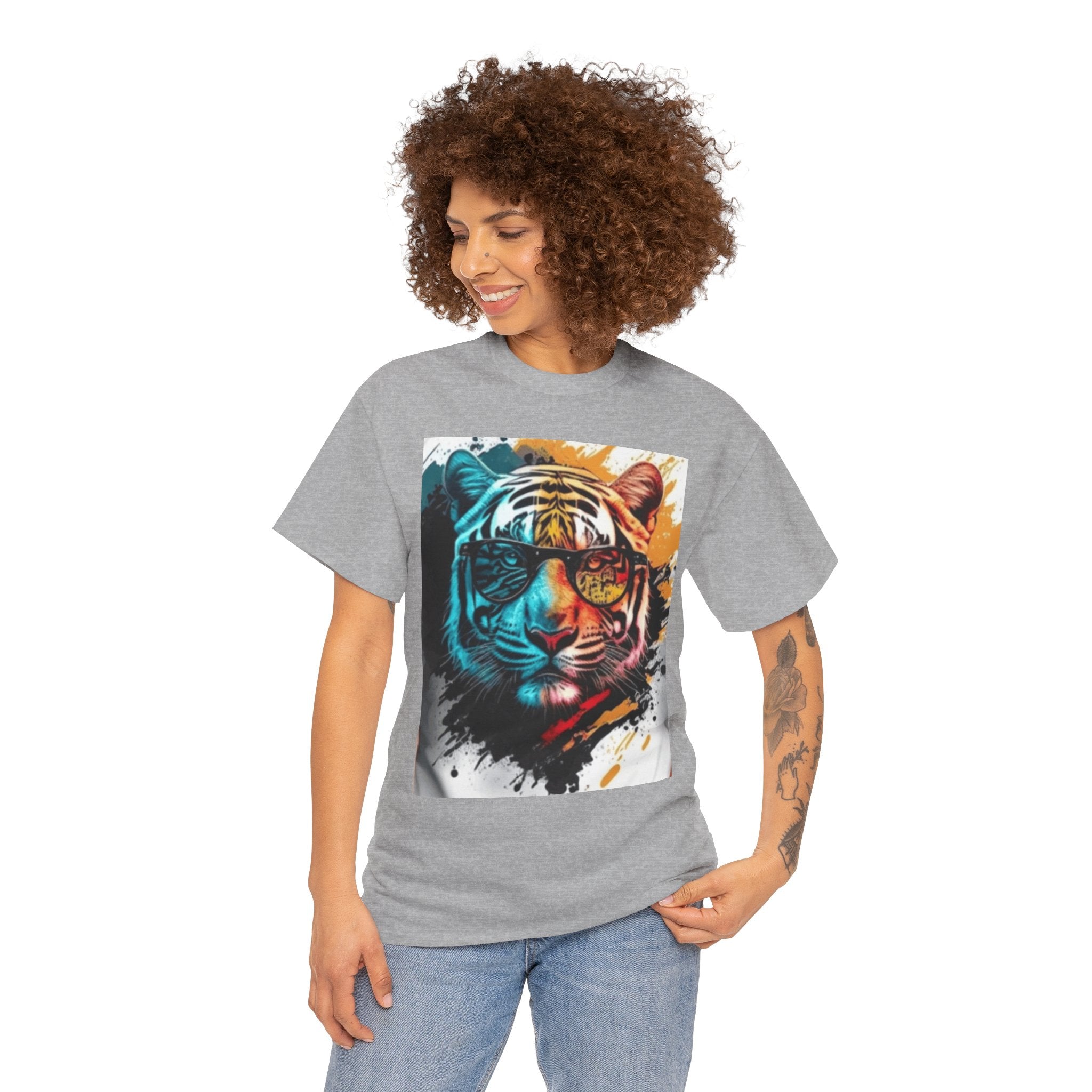 Tiger Portrait T-Shirt — Colorful Abstract Tiger Face Tee