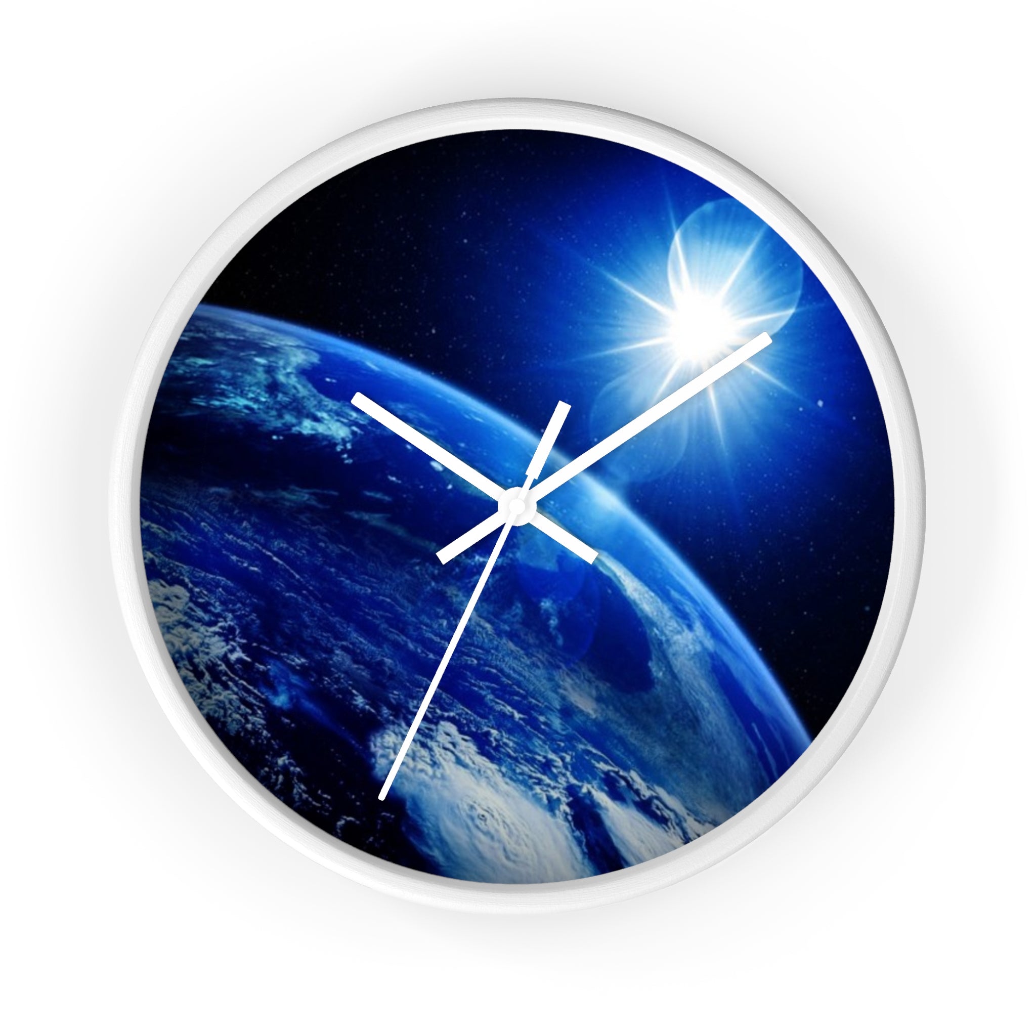 Solar Sunrise Earth Wall Clock — Blue Space Orbit Décor