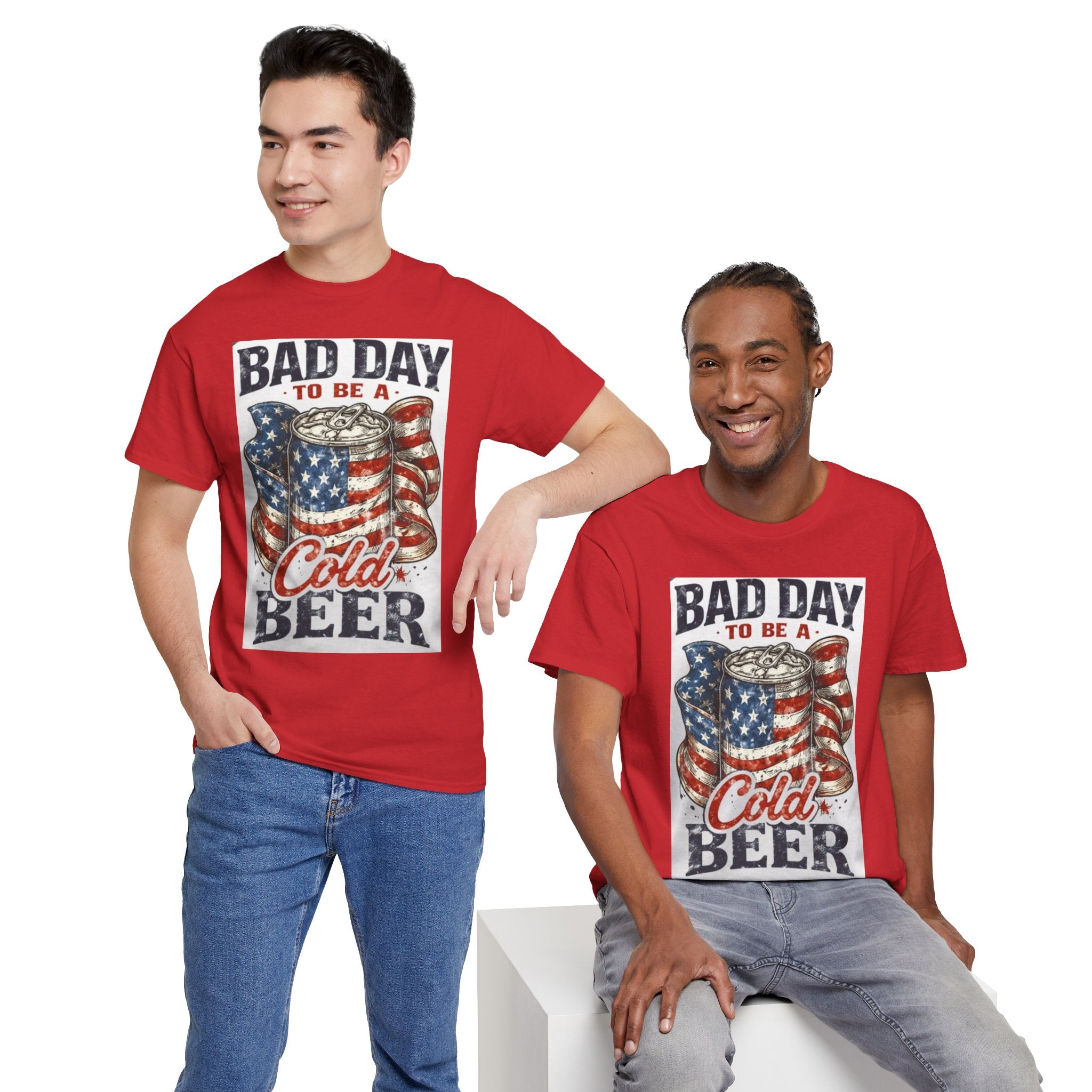 Bad Day to Be a Cold Beer T-Shirt — American Flag Beer Can Graphic Tee