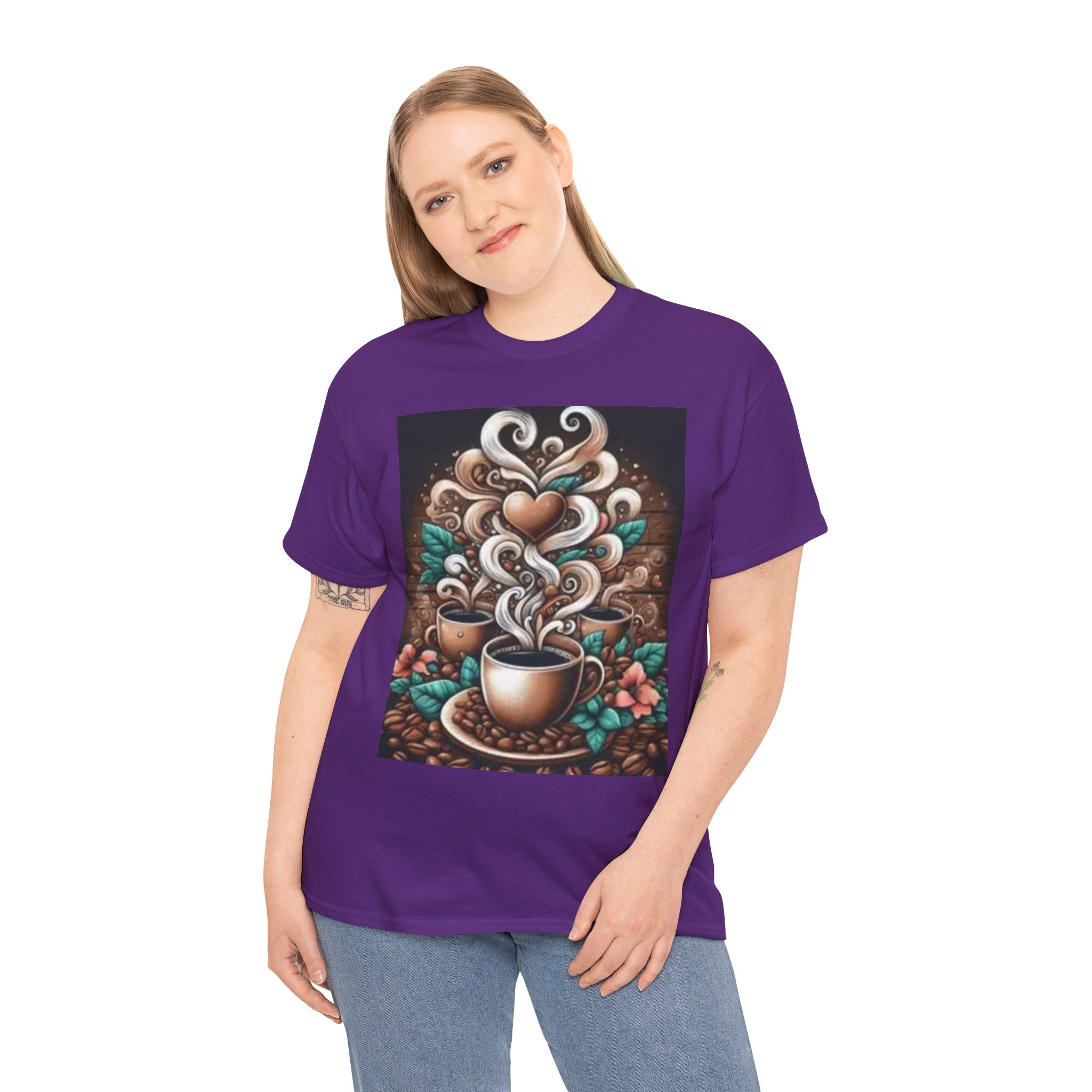Coffee Cup T-Shirt — Whimsical Steaming Heart Coffee Design