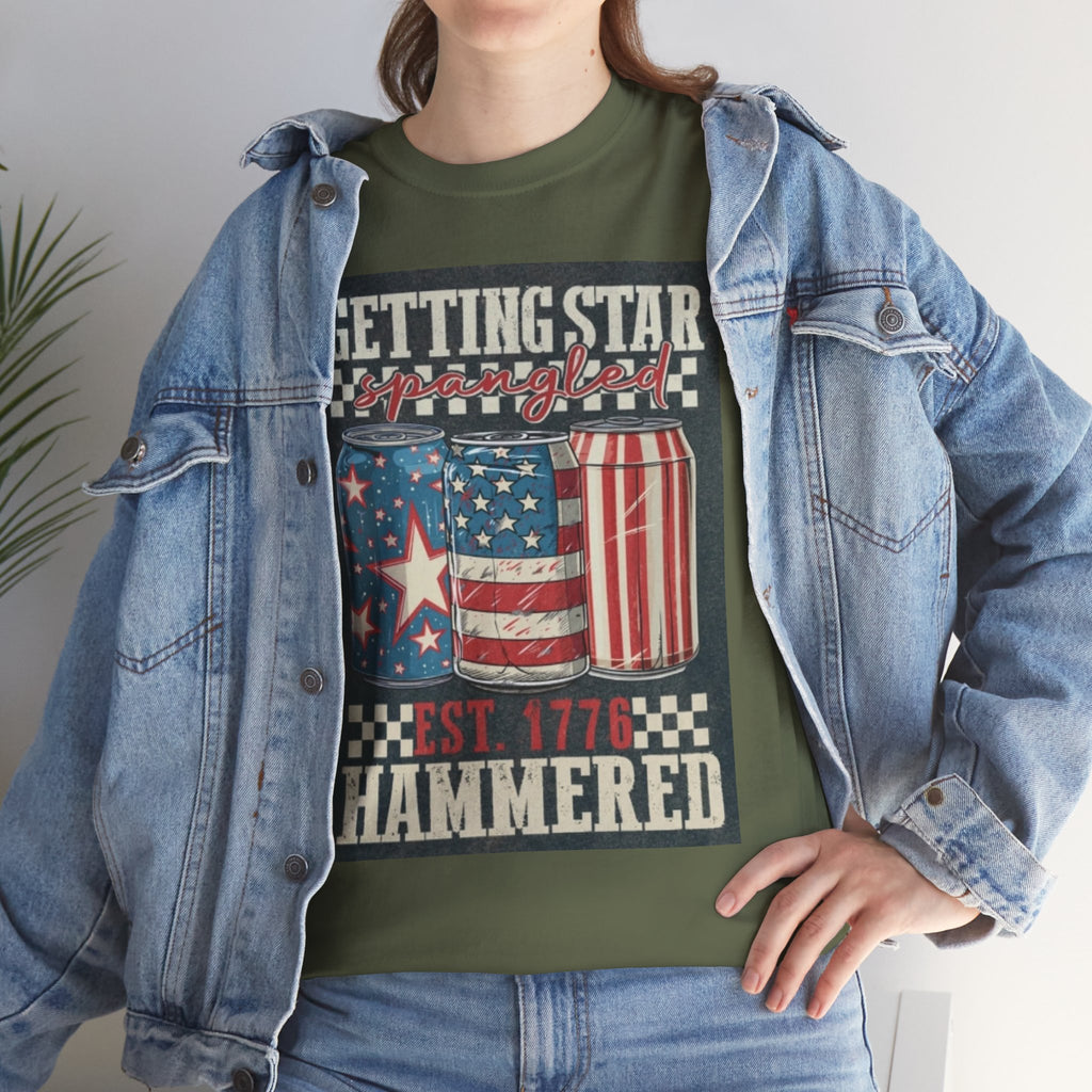 Getting Star Hammered Tee — Patriotic 4th of July Beer Can T-Shirt (Est. 1776)