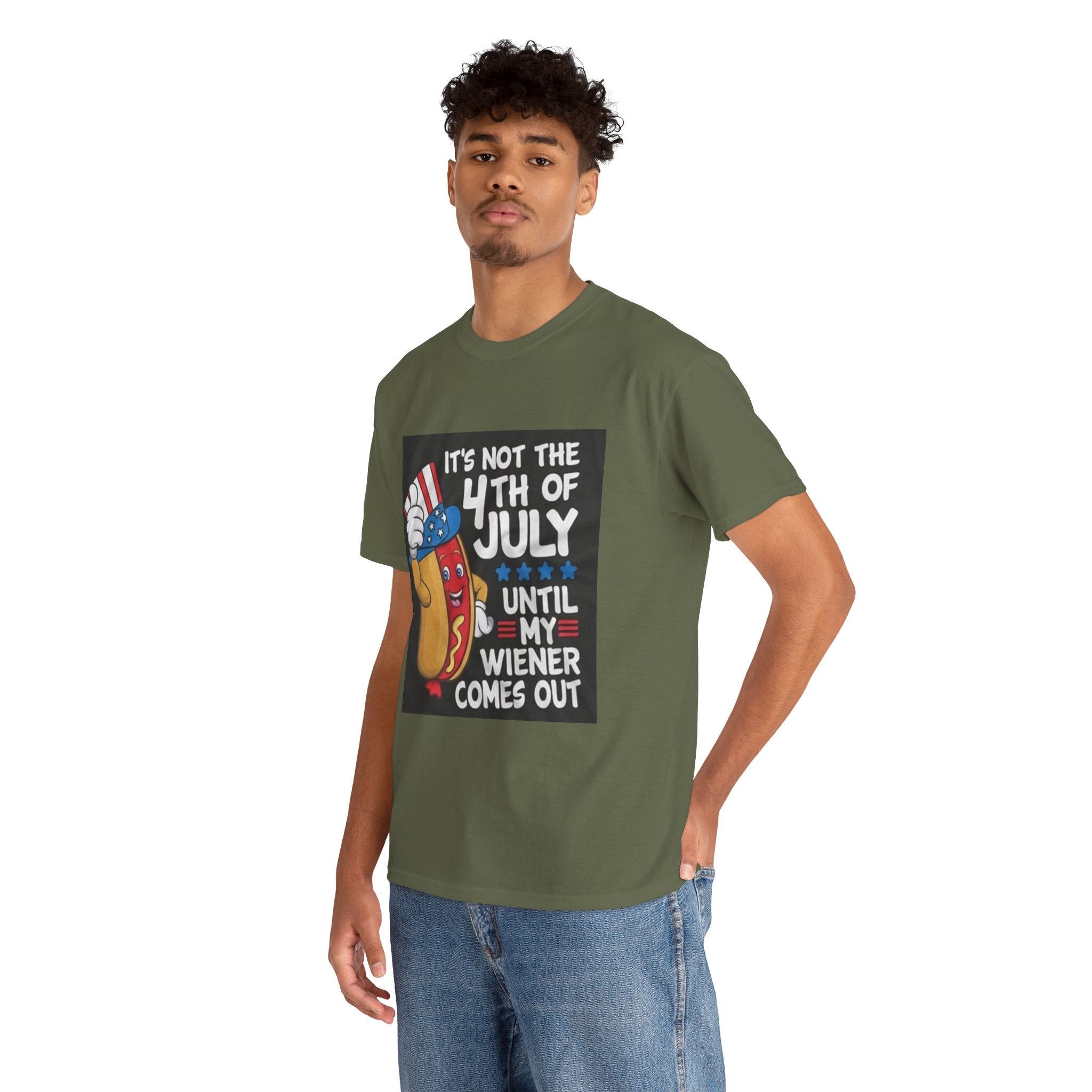4th of July Funny Hot Dog T-Shirt — "It's Not the 4th of July Until My Wiener Comes Out"