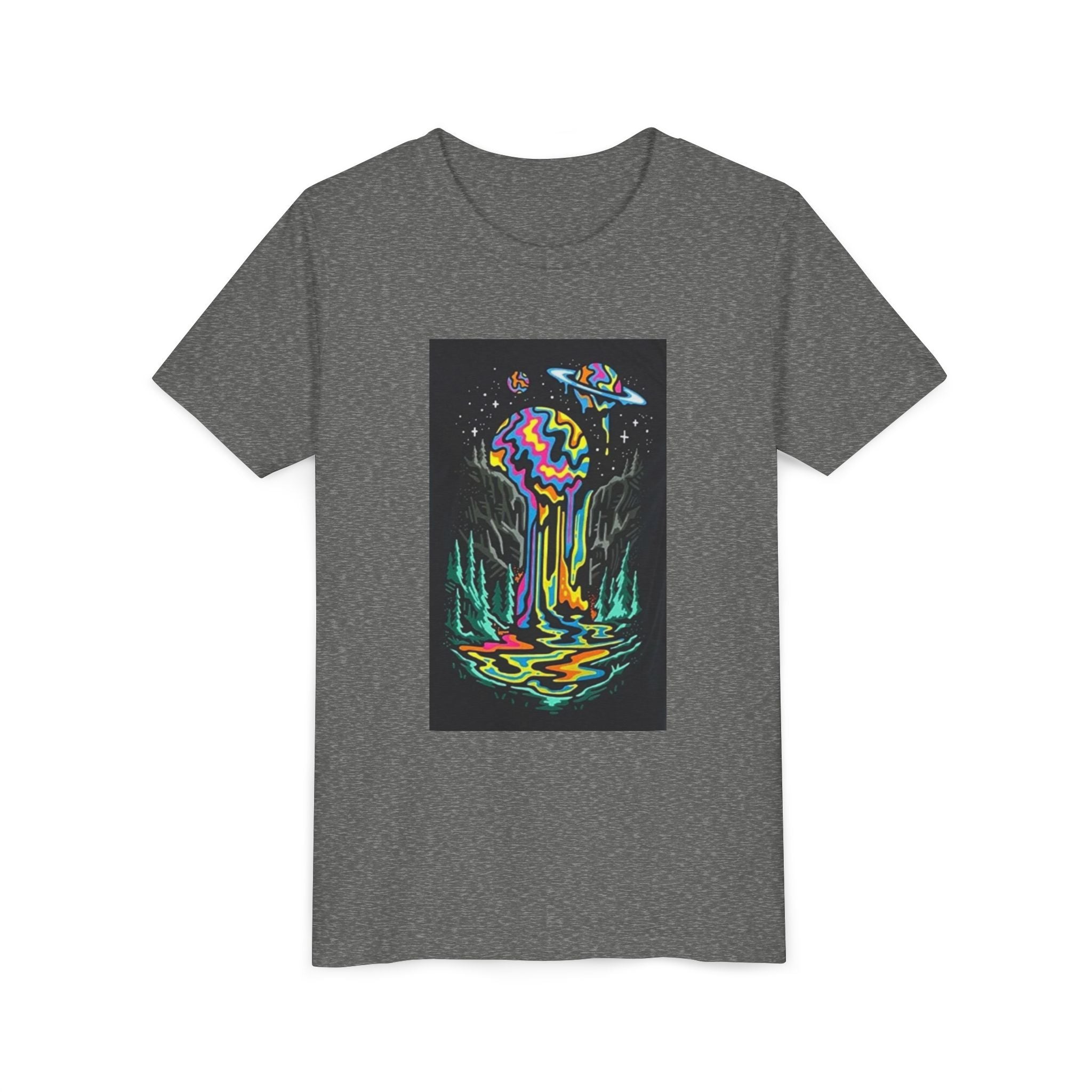 Youth Tee — Neon Drip Planet Space Graphic