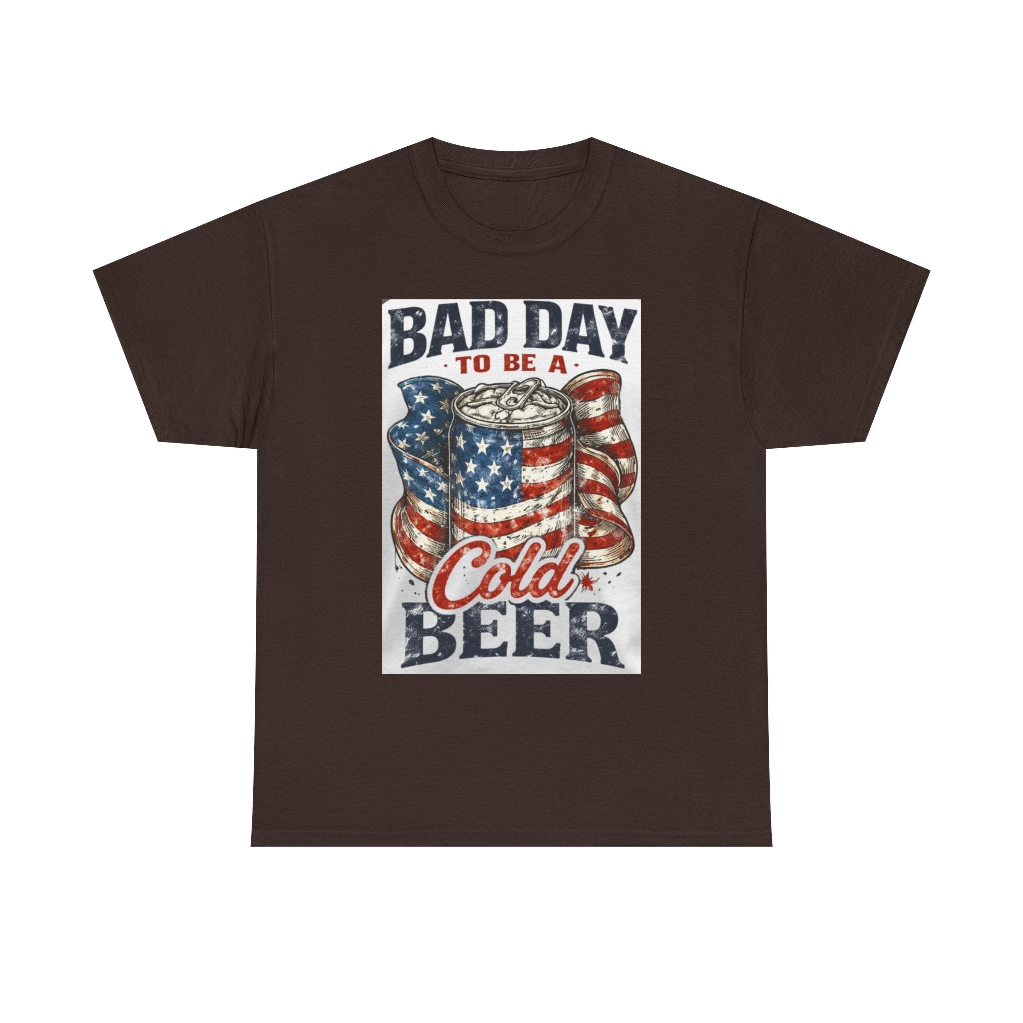 Bad Day to Be a Cold Beer T-Shirt — American Flag Beer Can Graphic Tee