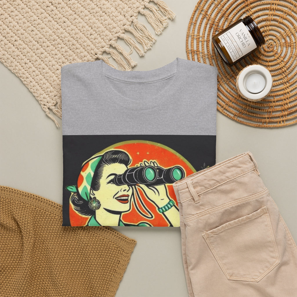 Graphic Tee — "Oh, Look! Nobody Gives a Shit" Retro Binoculars Design