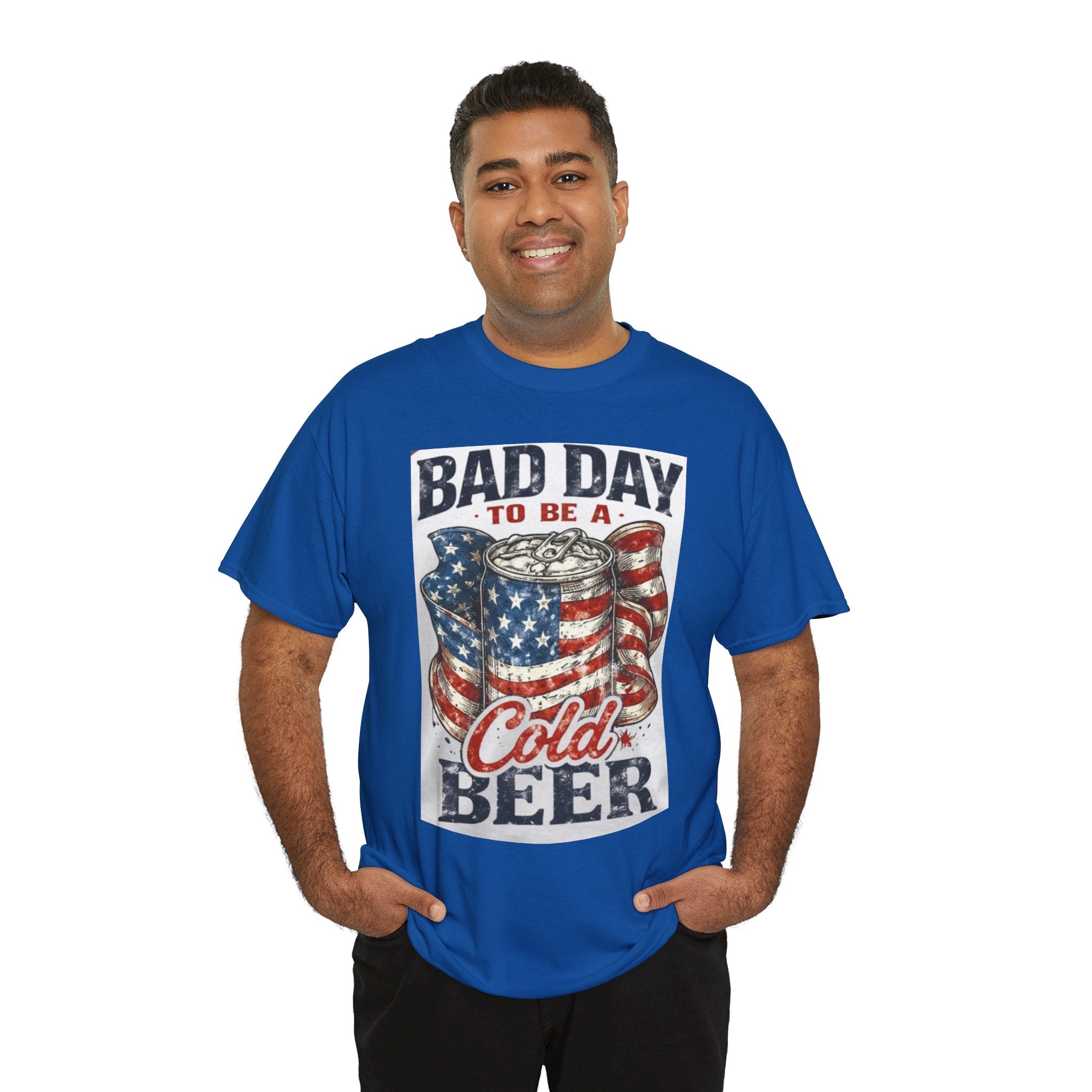 Bad Day to Be a Cold Beer T-Shirt — American Flag Beer Can Graphic Tee