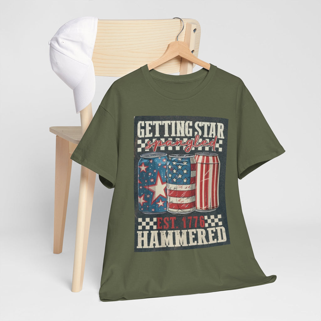 Getting Star Hammered Tee — Patriotic 4th of July Beer Can T-Shirt (Est. 1776)